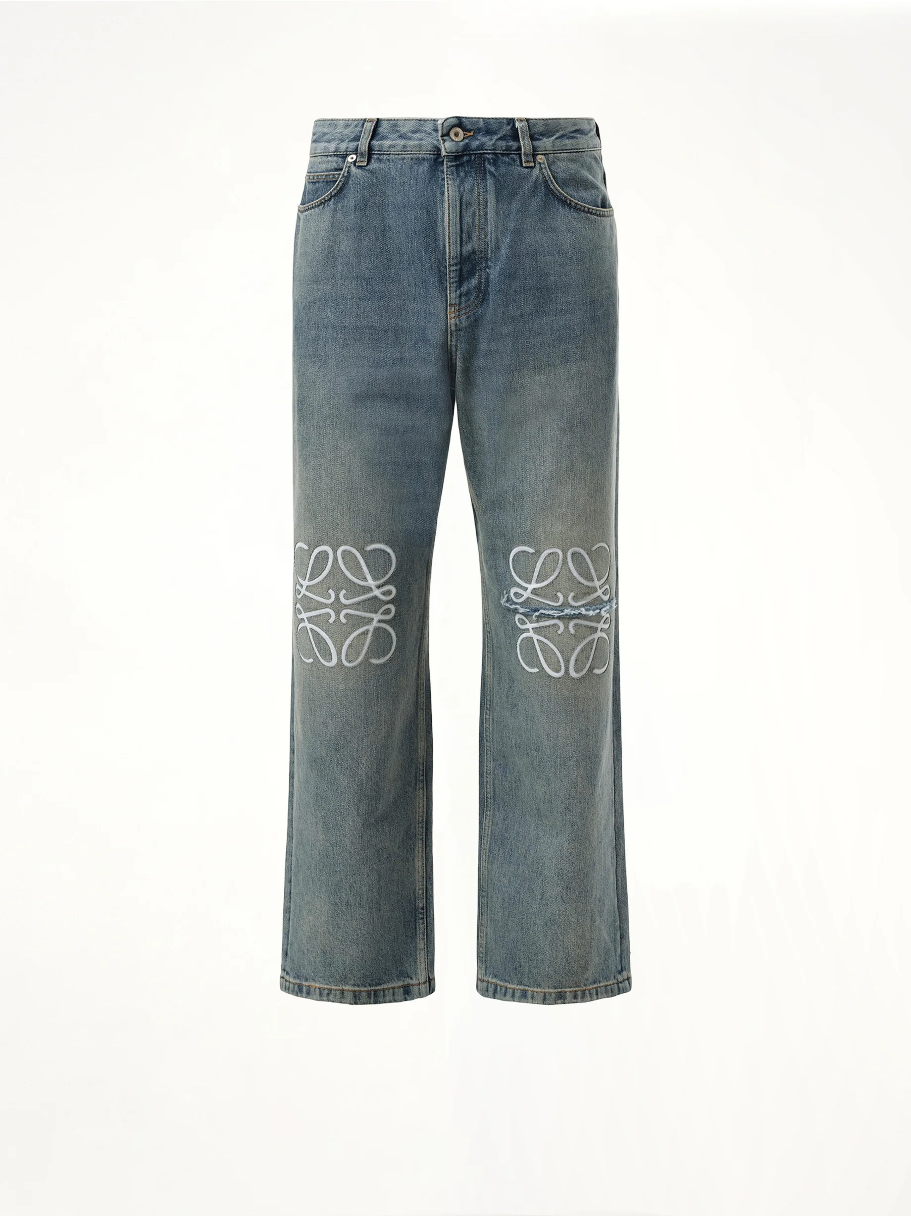 Anagram Baggy Distressed Jeans AF in Washed Denim - Image 2