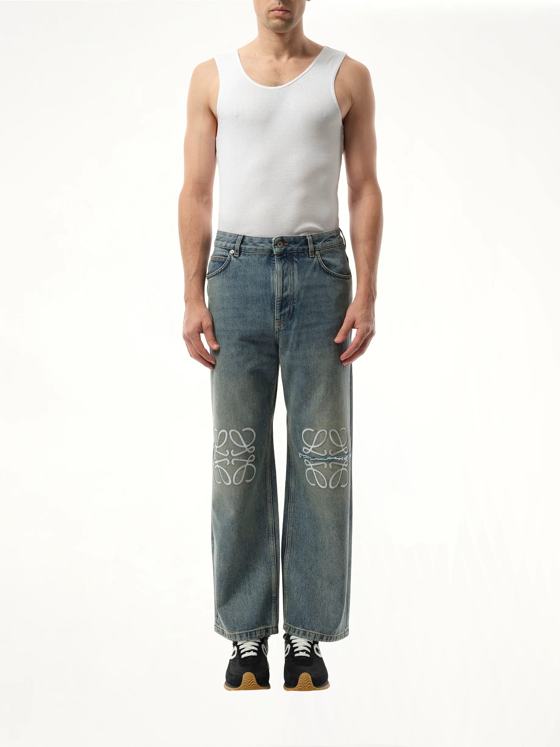 Anagram Baggy Distressed Jeans AF in Washed Denim - Image 4