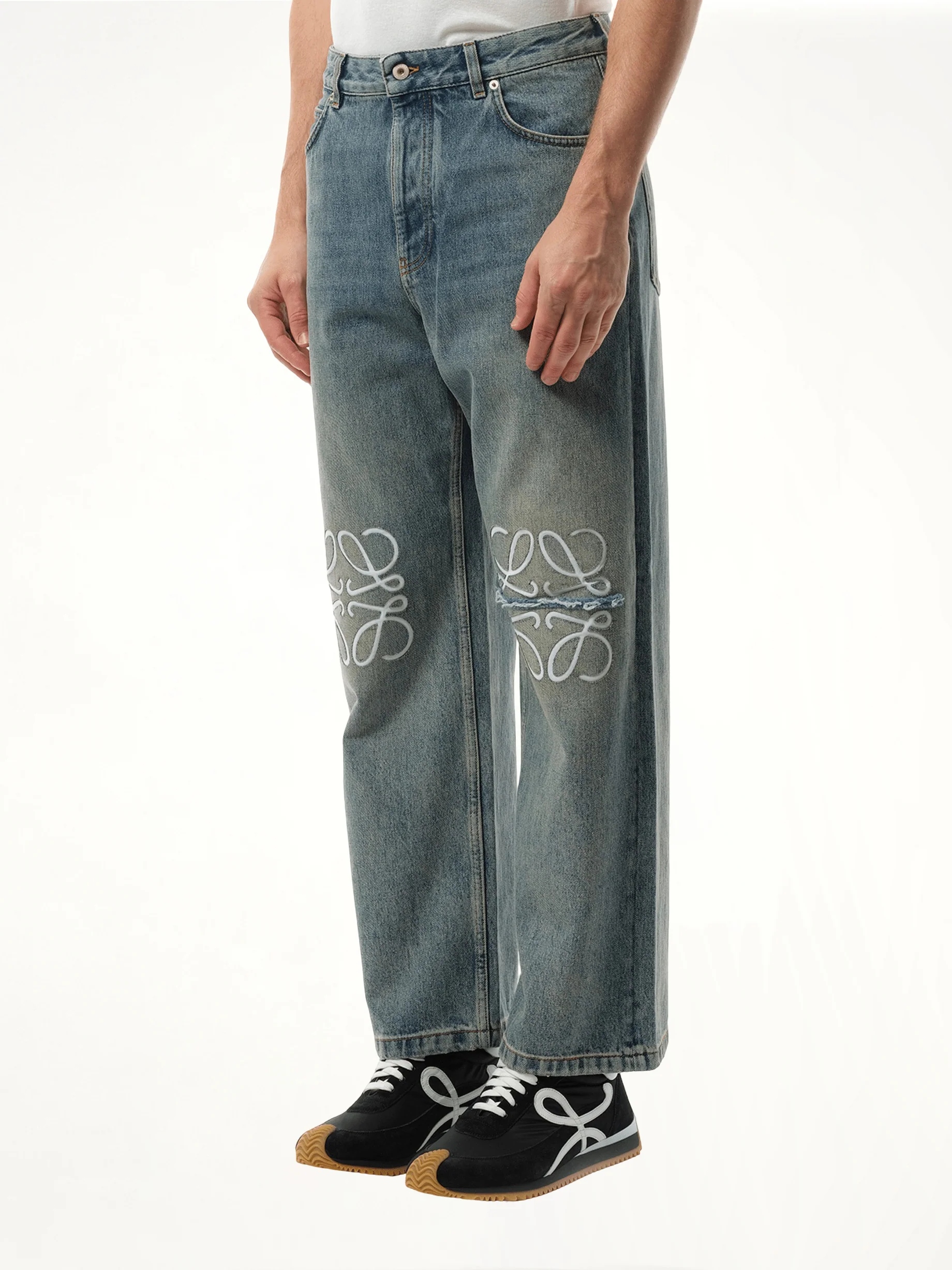 Anagram Baggy Distressed Jeans AF in Washed Denim - Image 5