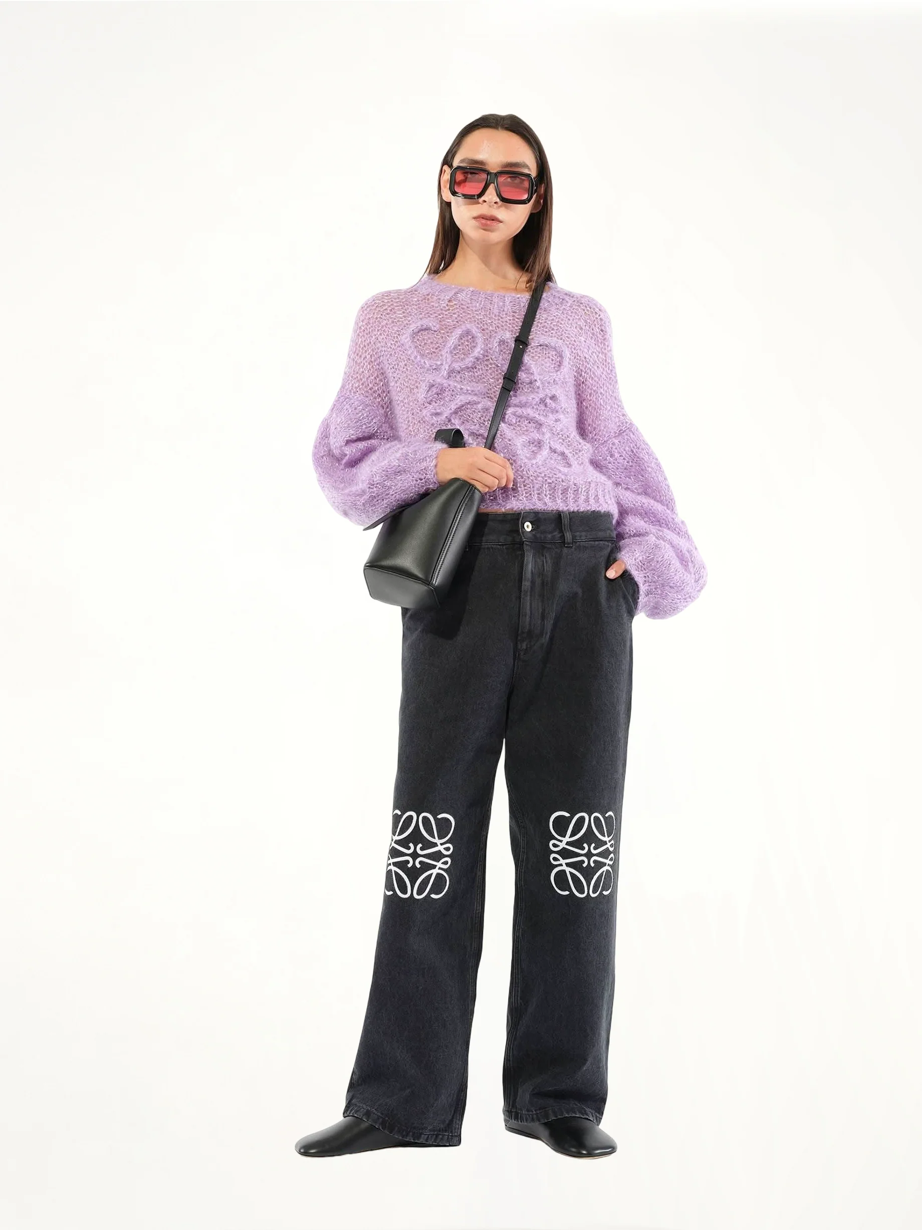 Anagram Baggy Jeans in Black - Image 2