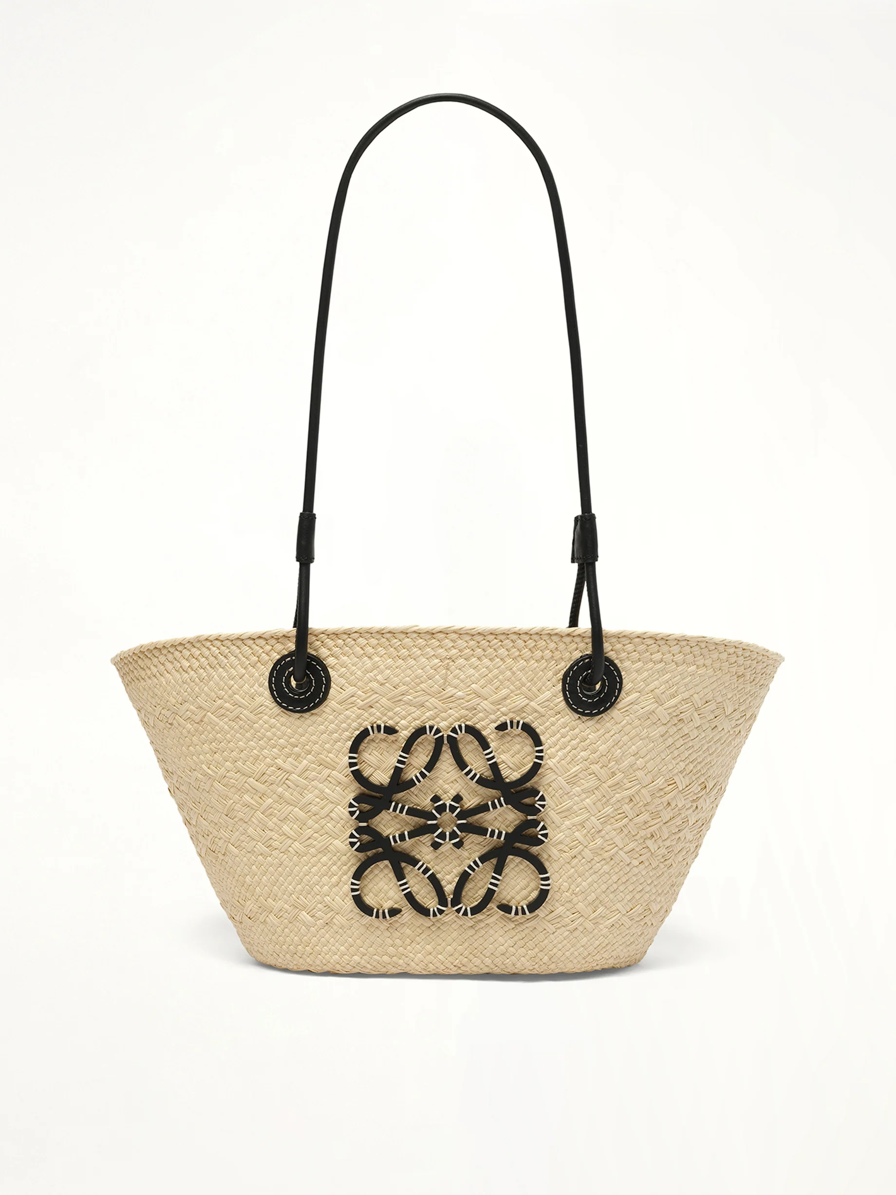 Anagram Basket Small Bag in Natural/Black