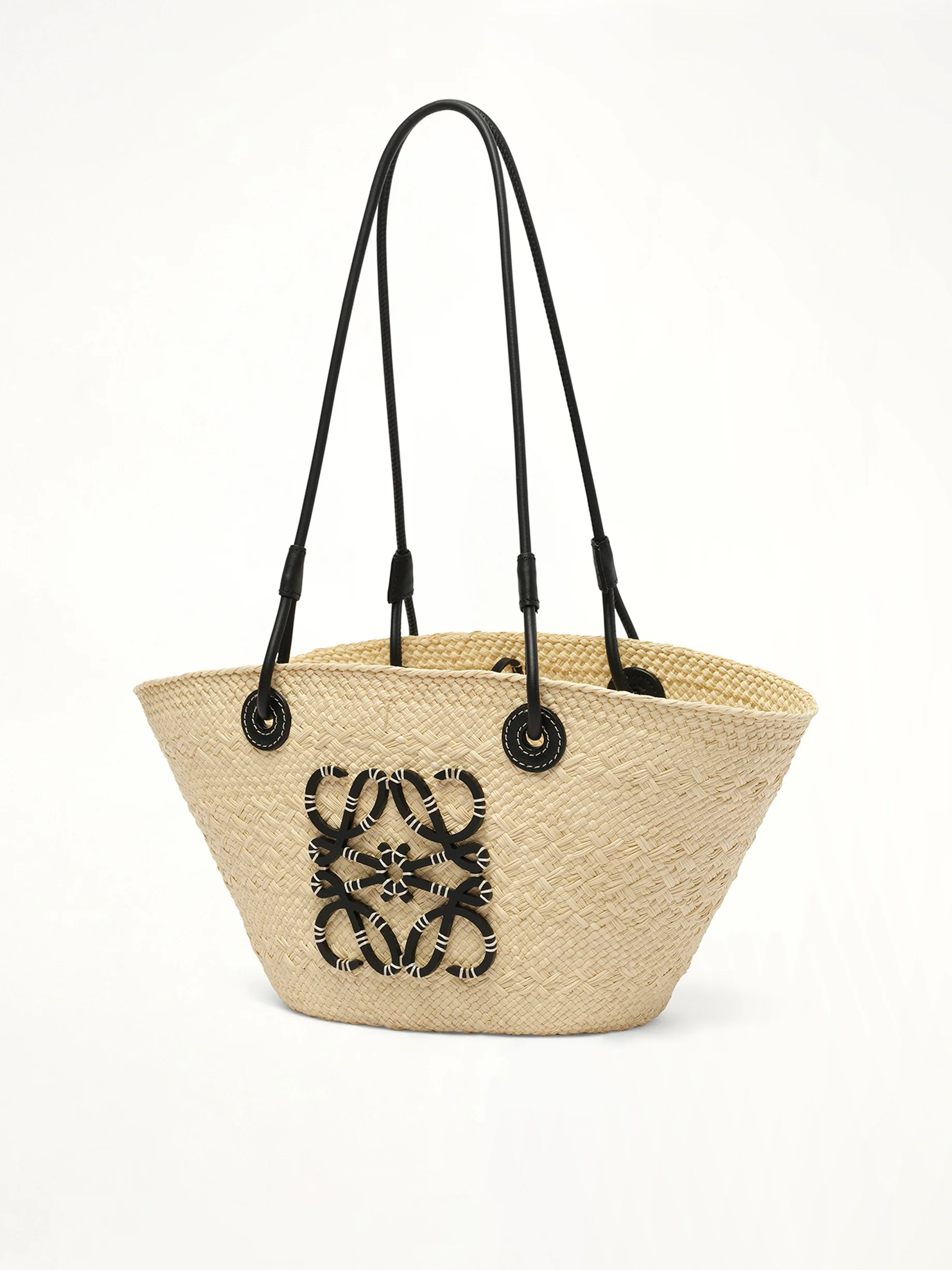 Anagram Basket Small Bag in Natural/Black - Image 2