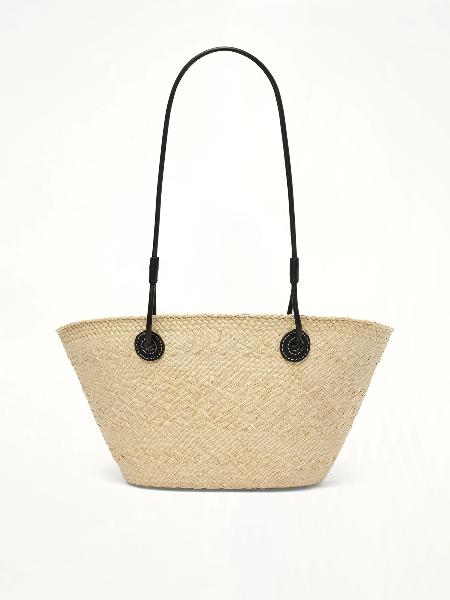 Anagram Basket Small Bag in Natural/Black - Image 3