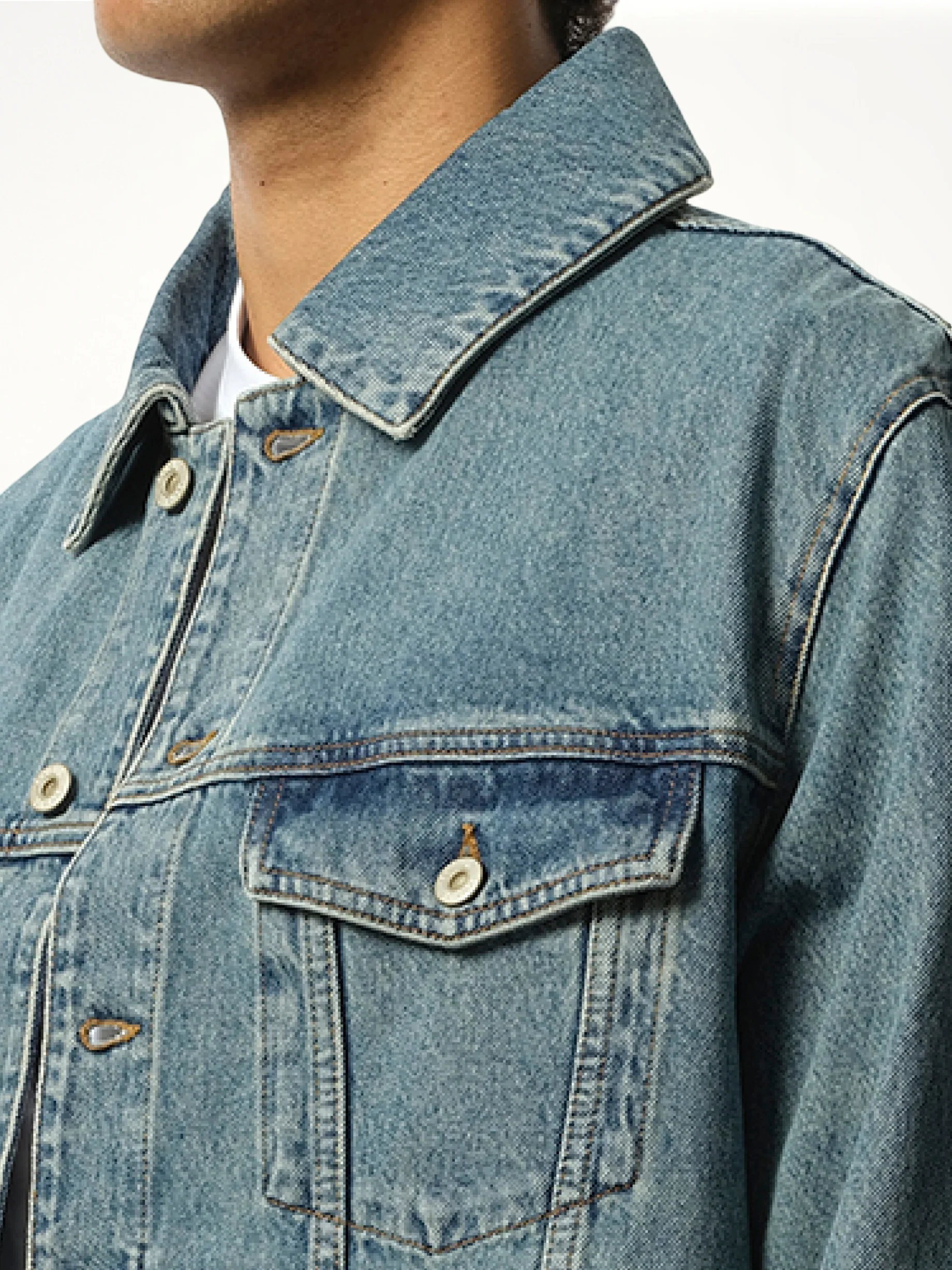 Anagram Denim Jacket in Mid Blue - Image 3