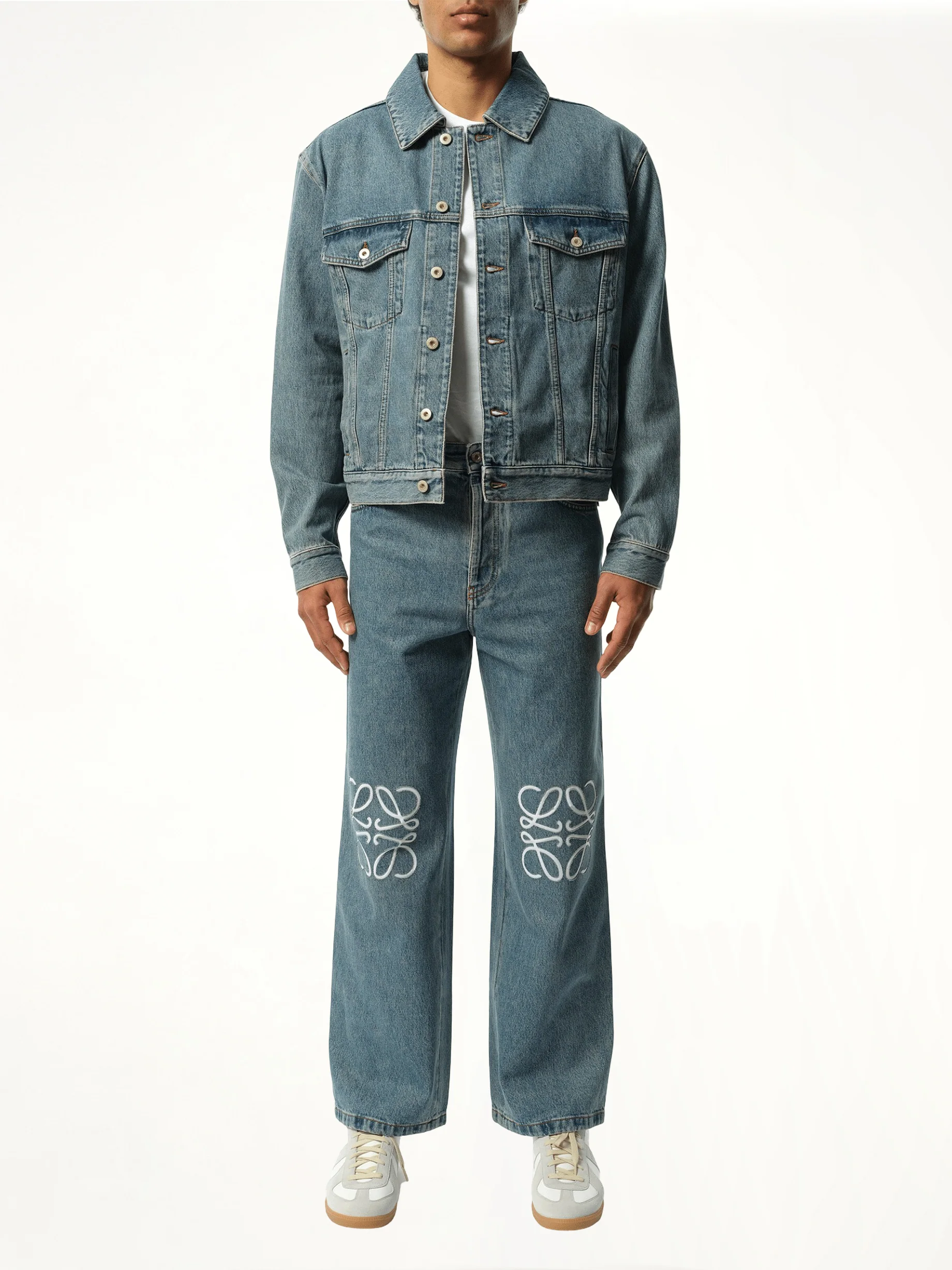 Anagram Denim Jacket in Mid Blue - Image 4