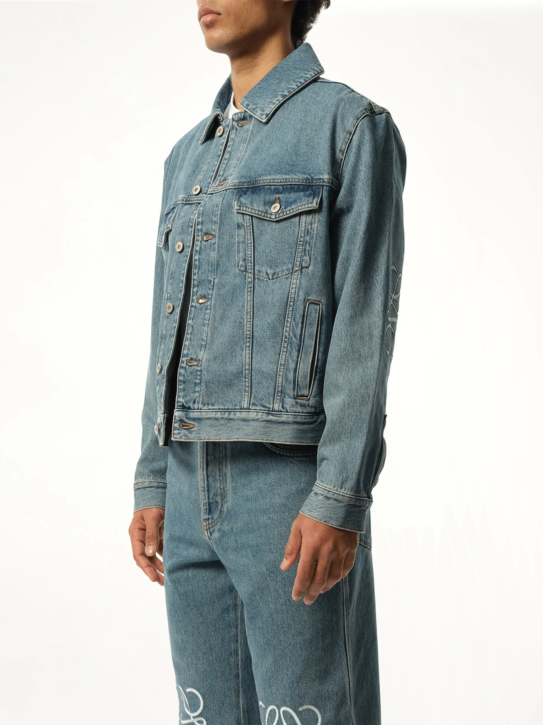 Anagram Denim Jacket in Mid Blue - Image 5