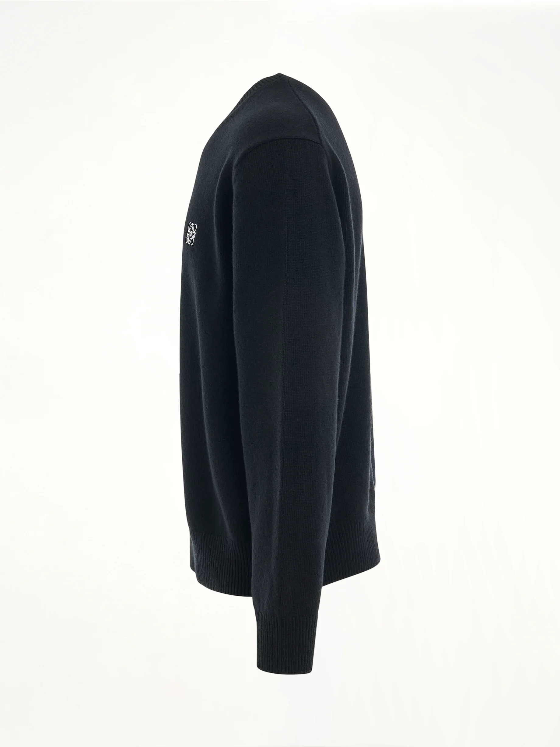 Anagram Embroidered Knit Sweater in Black - Image 3