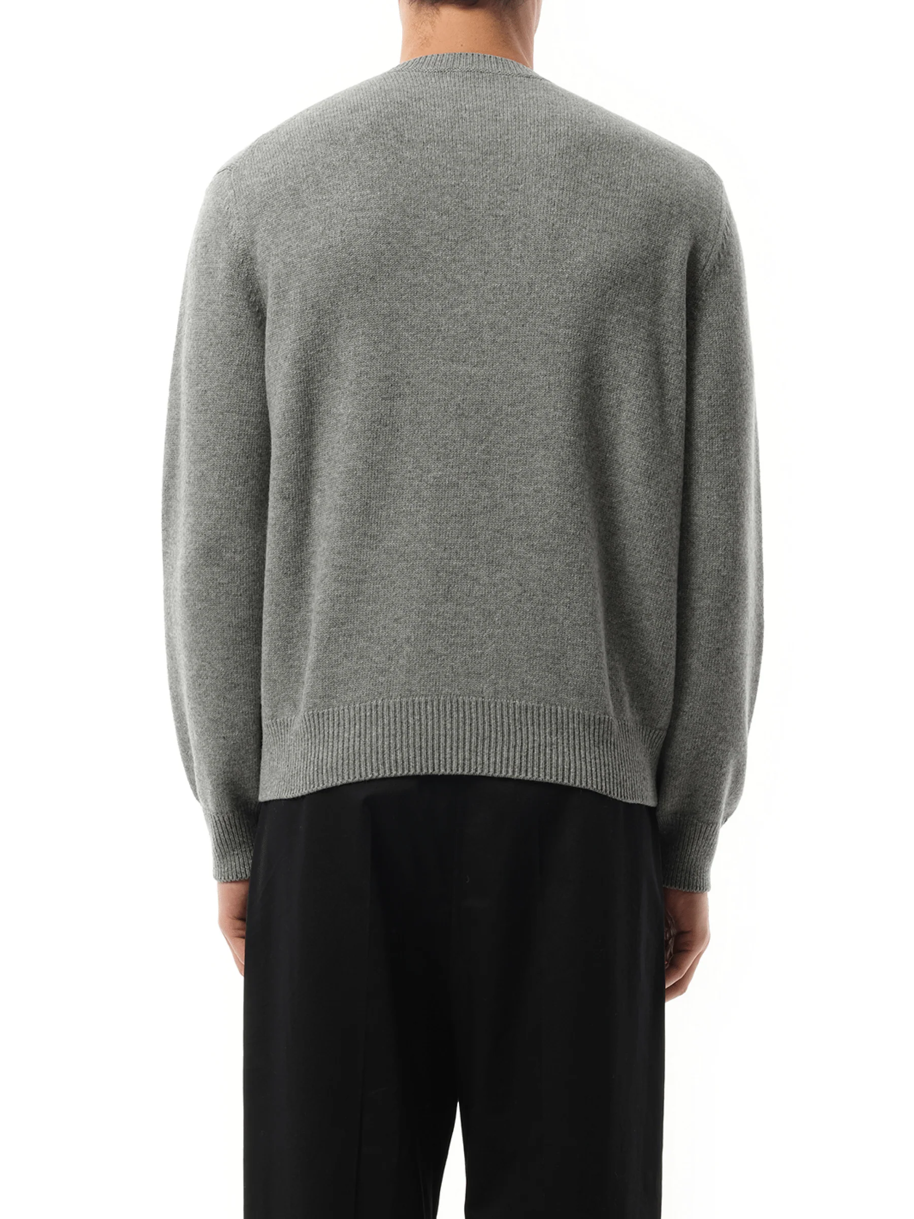 Anagram Embroidered Knit Sweater in Grey Melange - Image 6