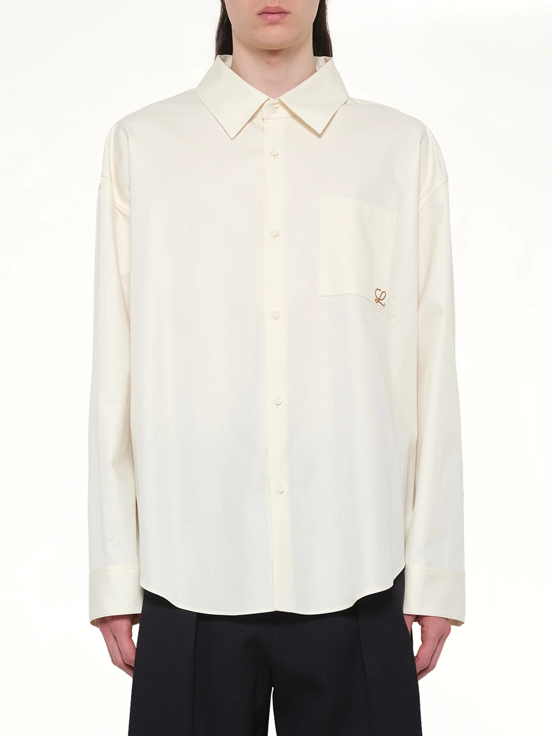 Anagram Embroidered Shirt in Ecru