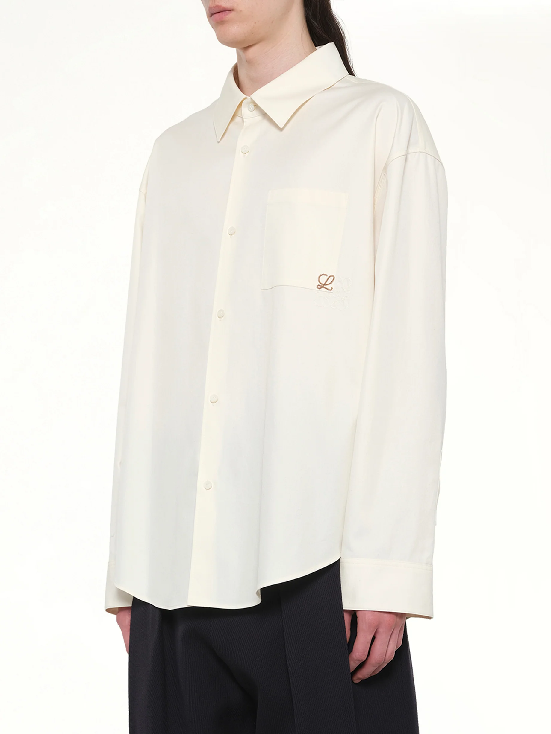 Anagram Embroidered Shirt in Ecru - Image 3