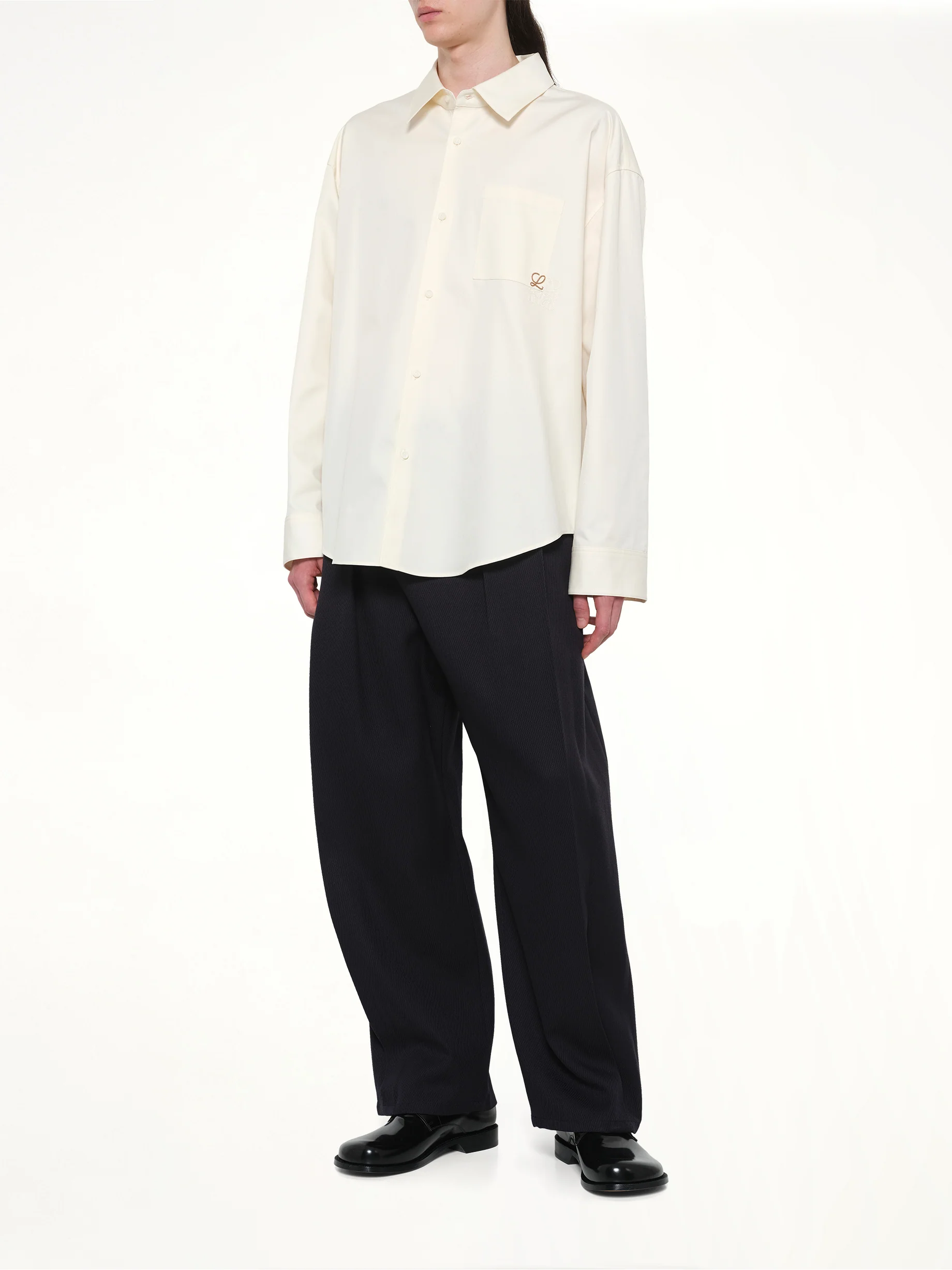 Anagram Embroidered Shirt in Ecru - Image 4