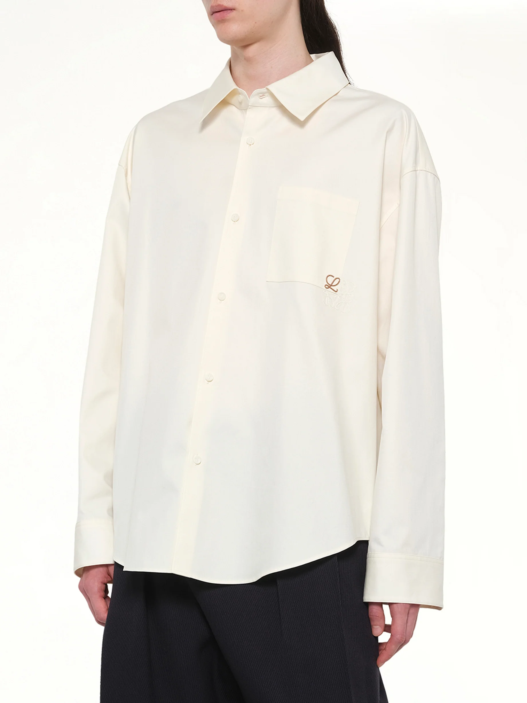 Anagram Embroidered Shirt in Ecru - Image 6
