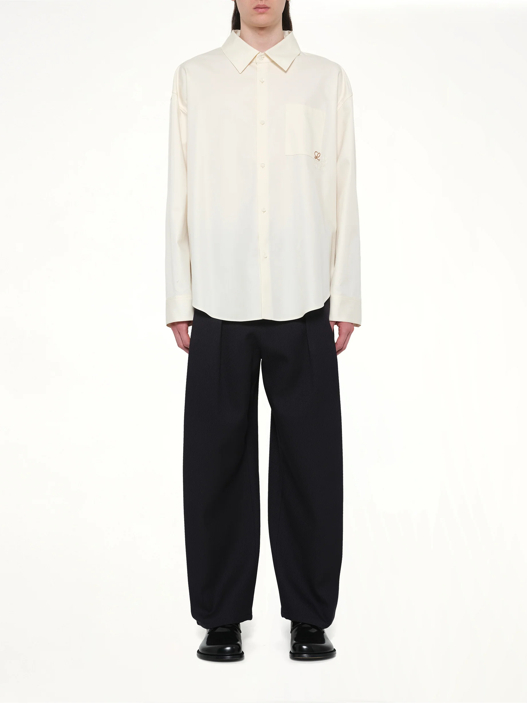 Anagram Embroidered Shirt in Ecru - Image 7