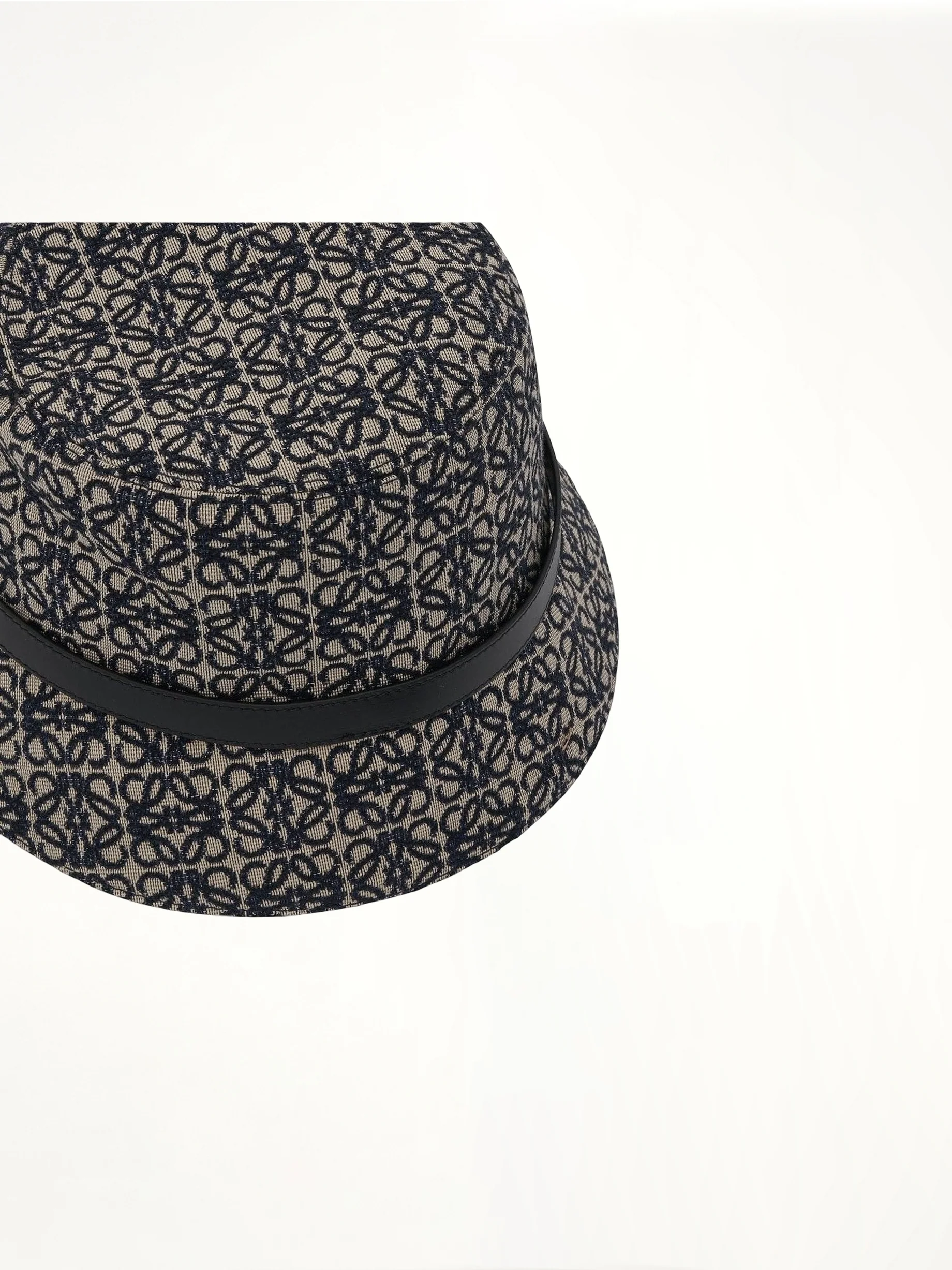 Anagram Jacquard and Calf Bucket Hat in Navy - Image 3