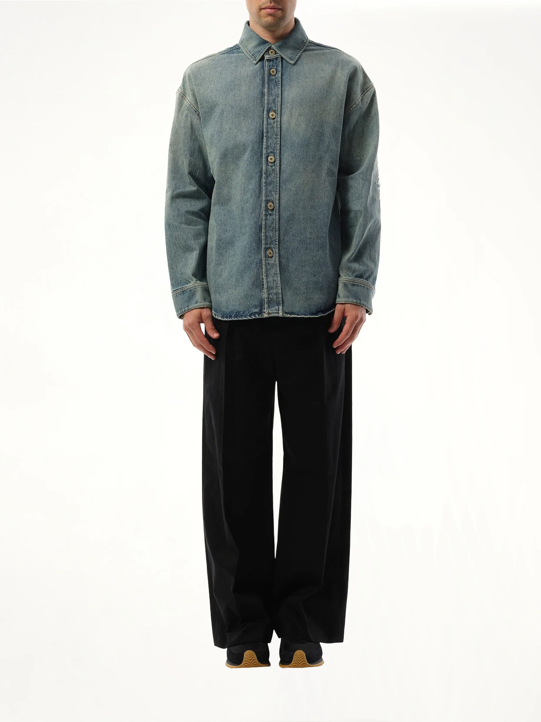 Anagram Overshirt in Washed Denim - Image 4