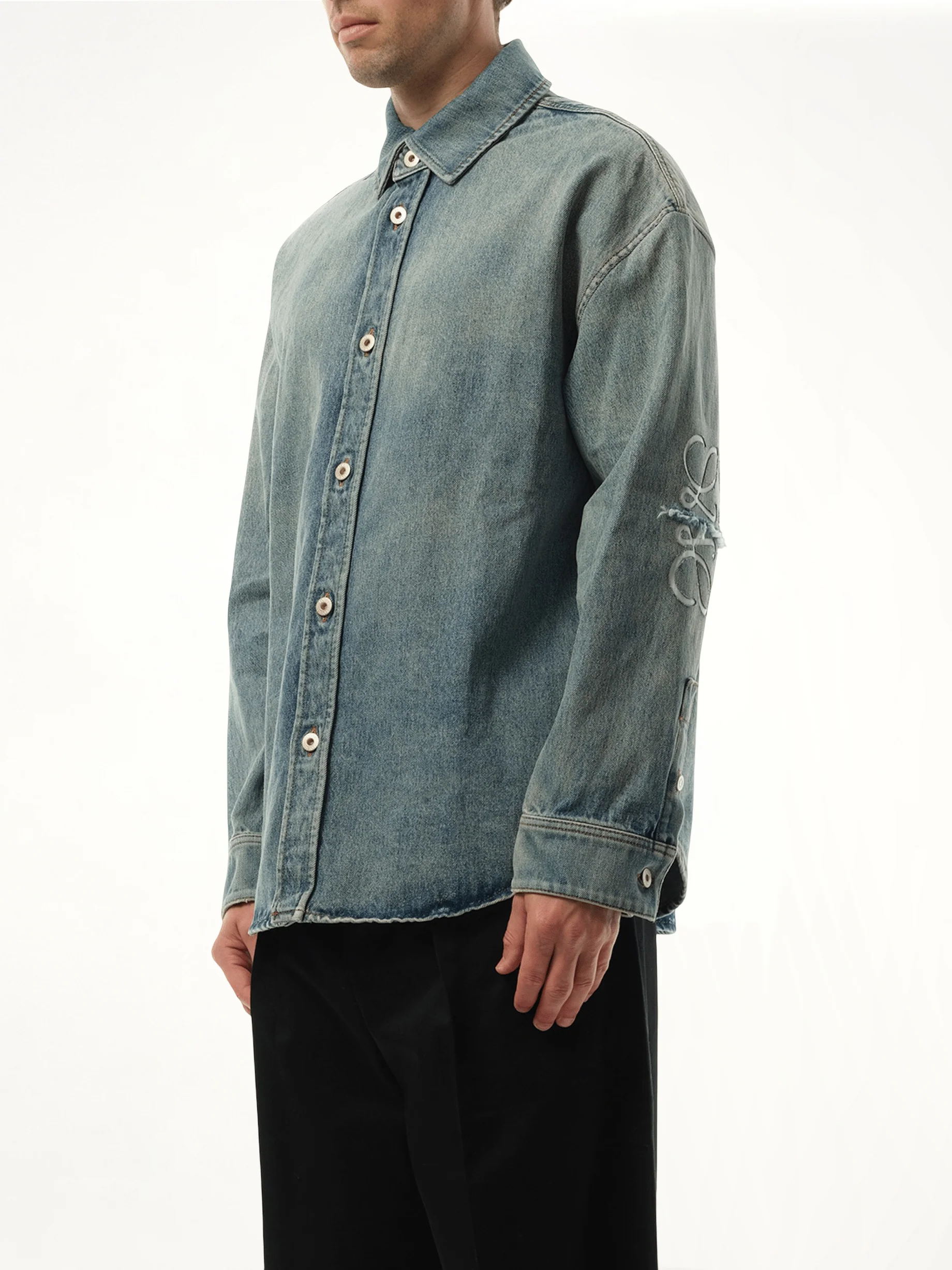 Anagram Overshirt in Washed Denim - Image 5