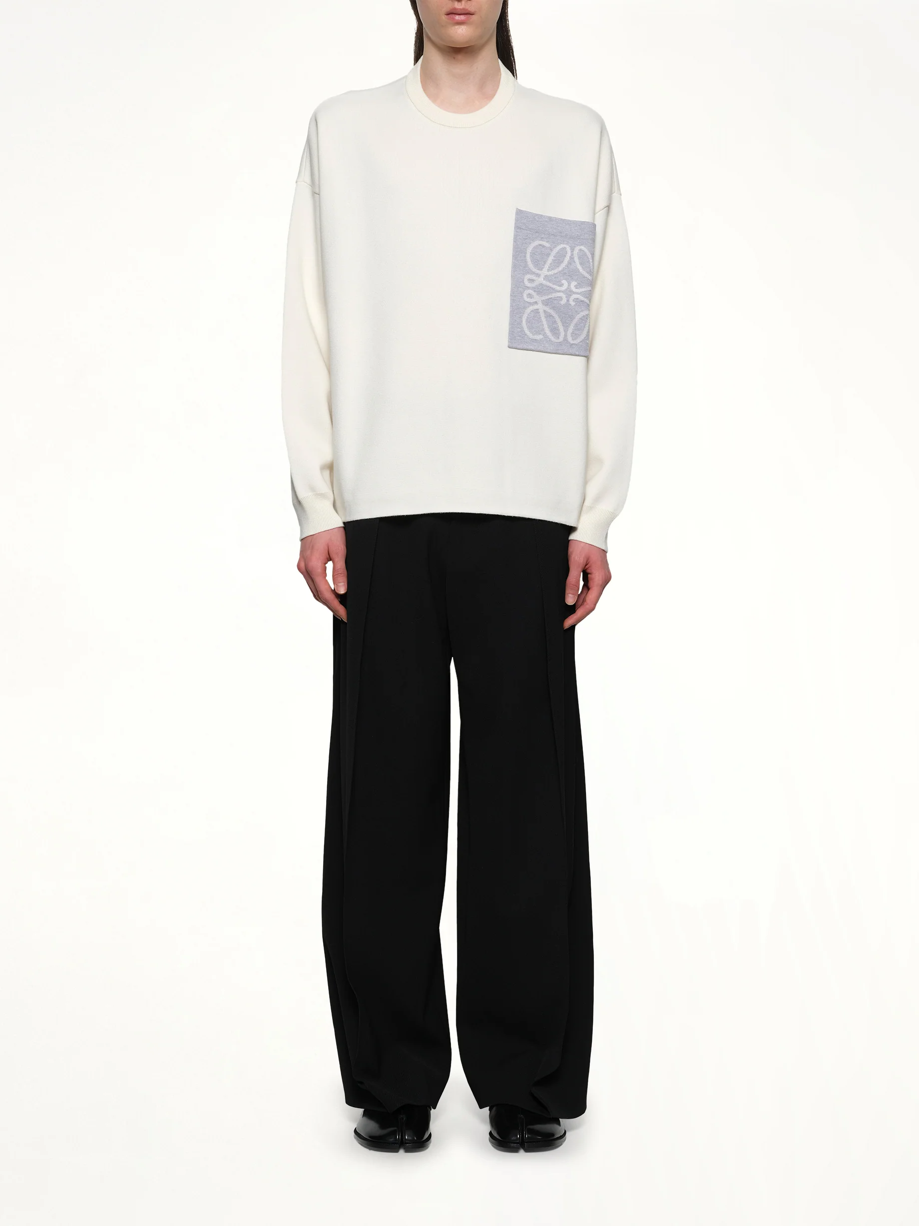 Anagram Pocket Sweater in Beige - Image 7