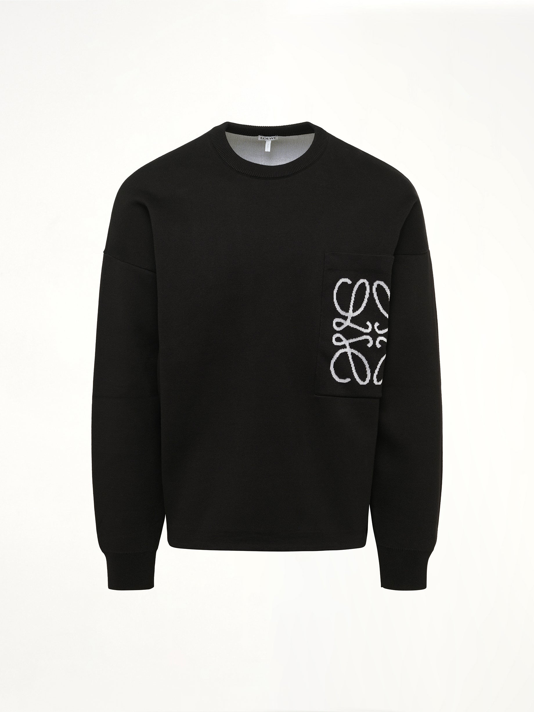 Anagram Pocket Sweater in Black - Image 2