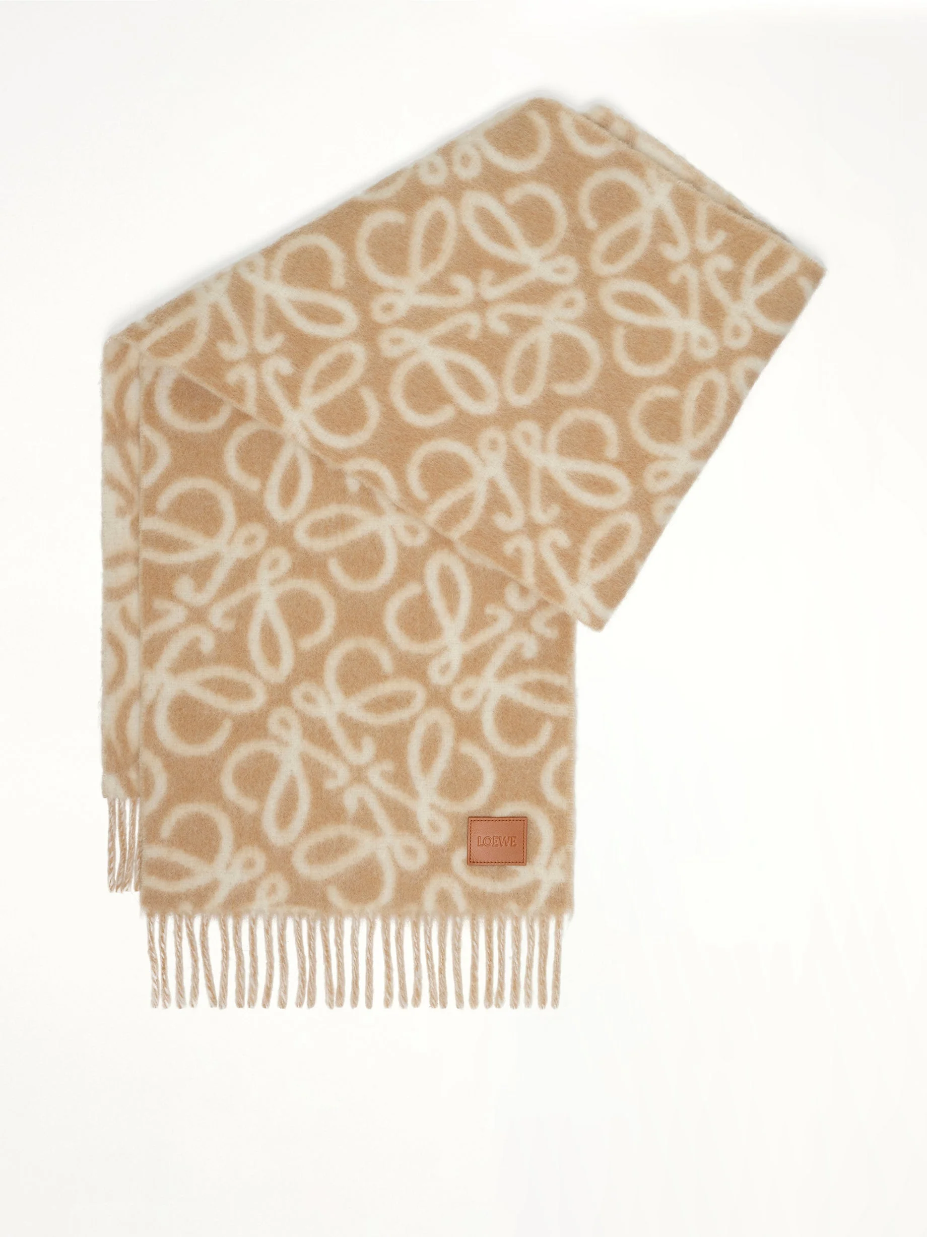 Anagram Scarf in Beige/White - Image 4