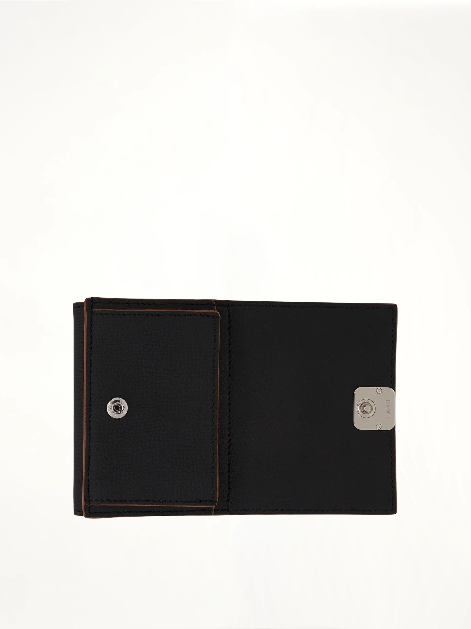 Anagram Trifold Wallet Pebble Grain Calfskin in Black - Image 4