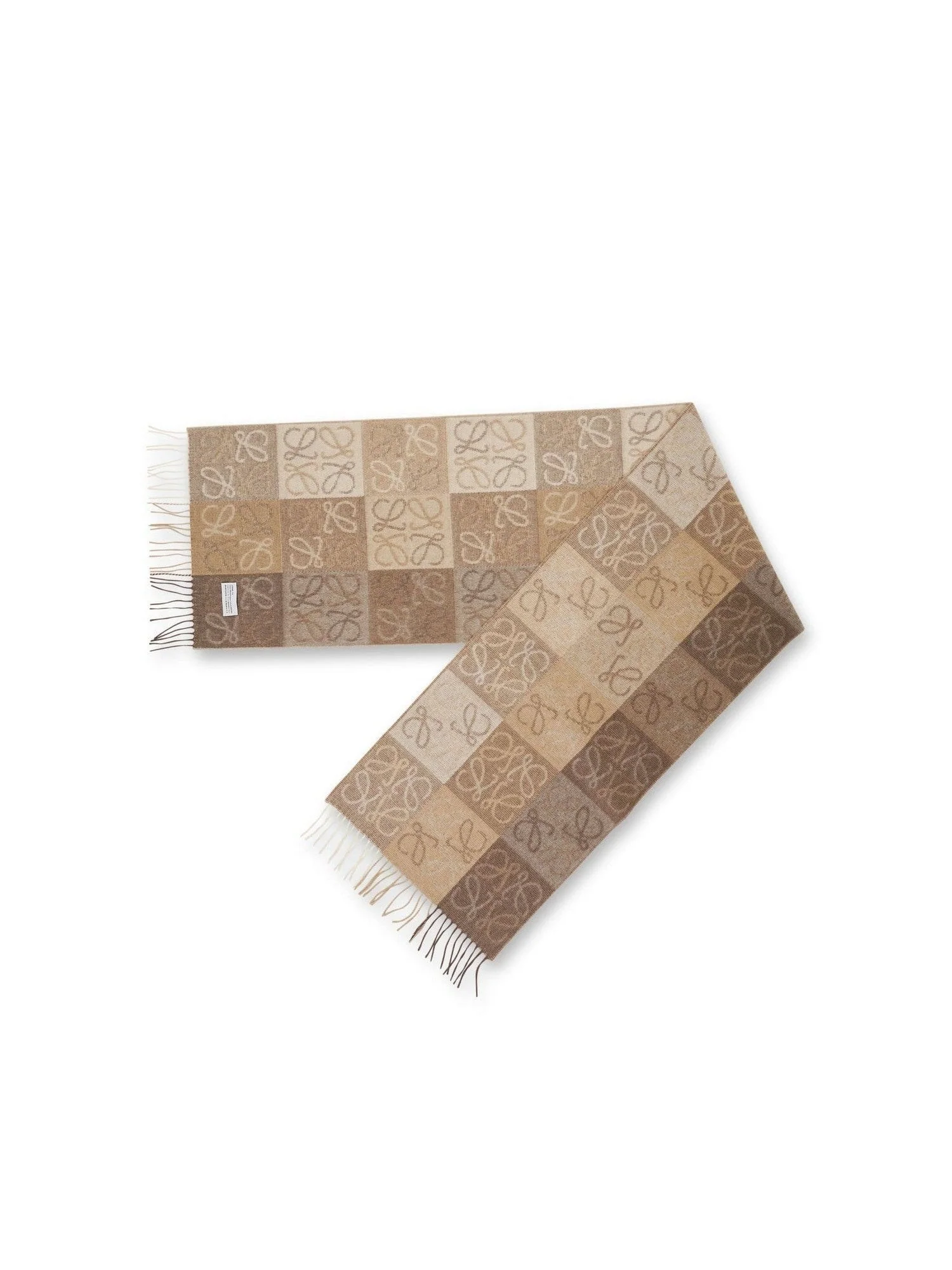 Anagram Wool Scarf in Beige/White - Image 3