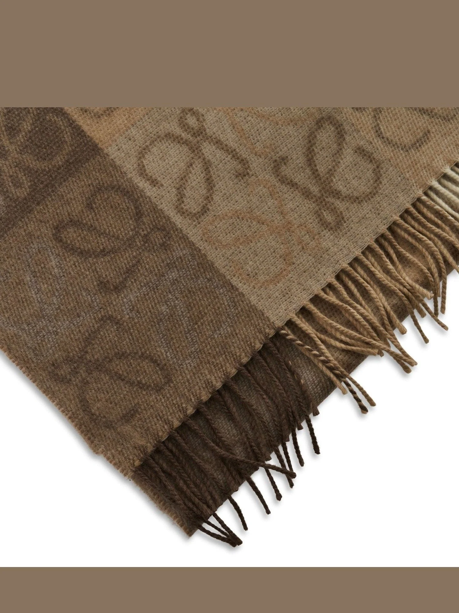 Anagram Wool Scarf in Beige/White - Image 4