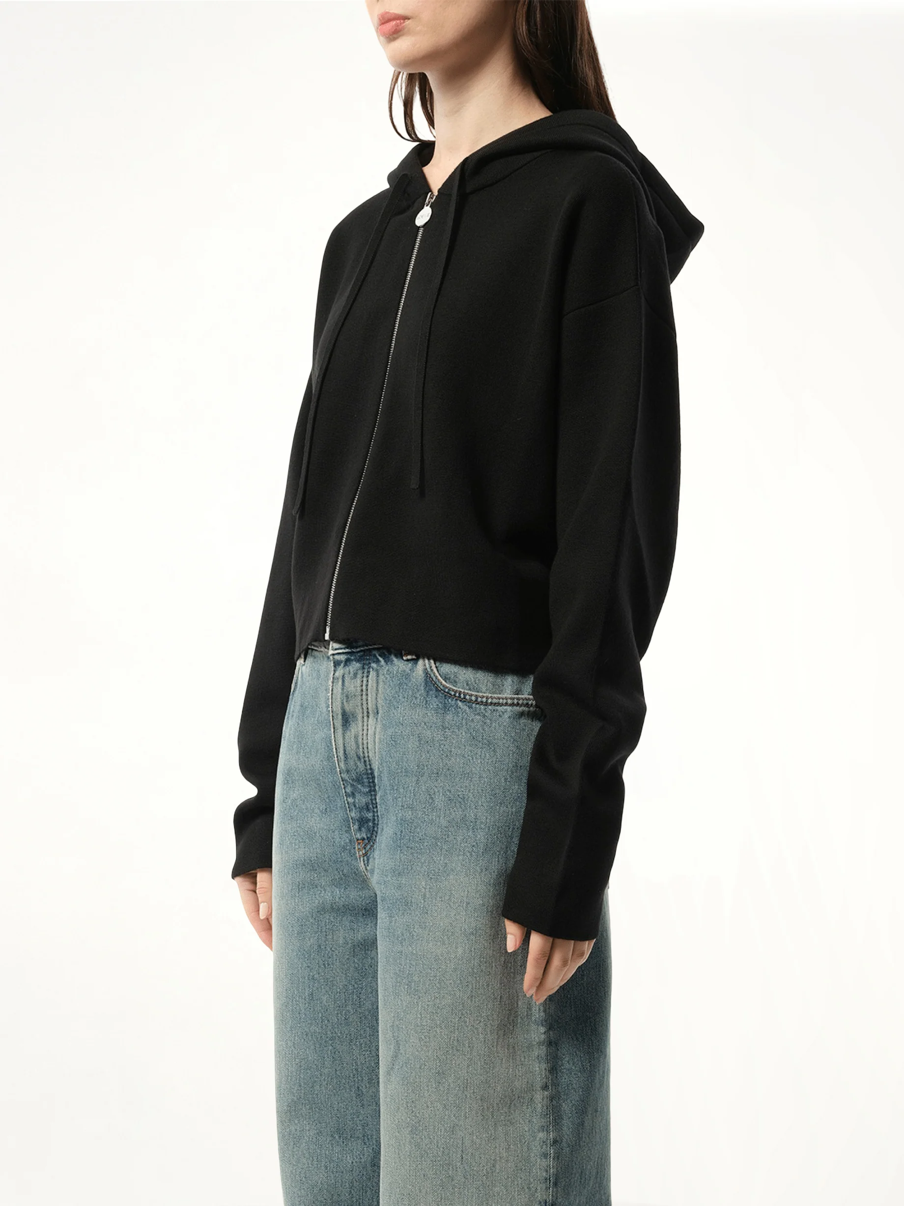 Anagram Zip-Up Hoodie in Black - Image 5