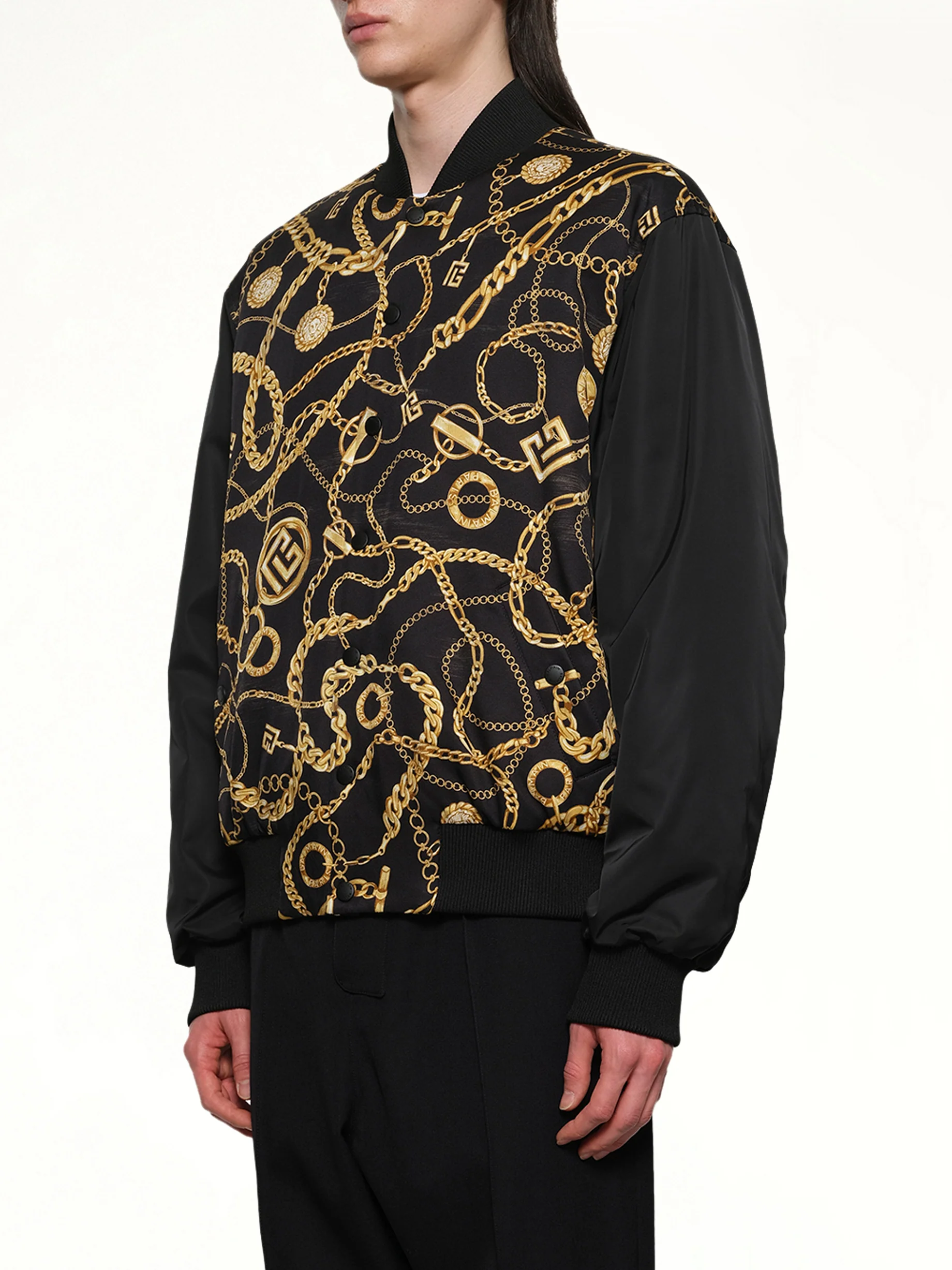 AO Chain and Monogram Reversible Jacket in Black/Gold - Image 3