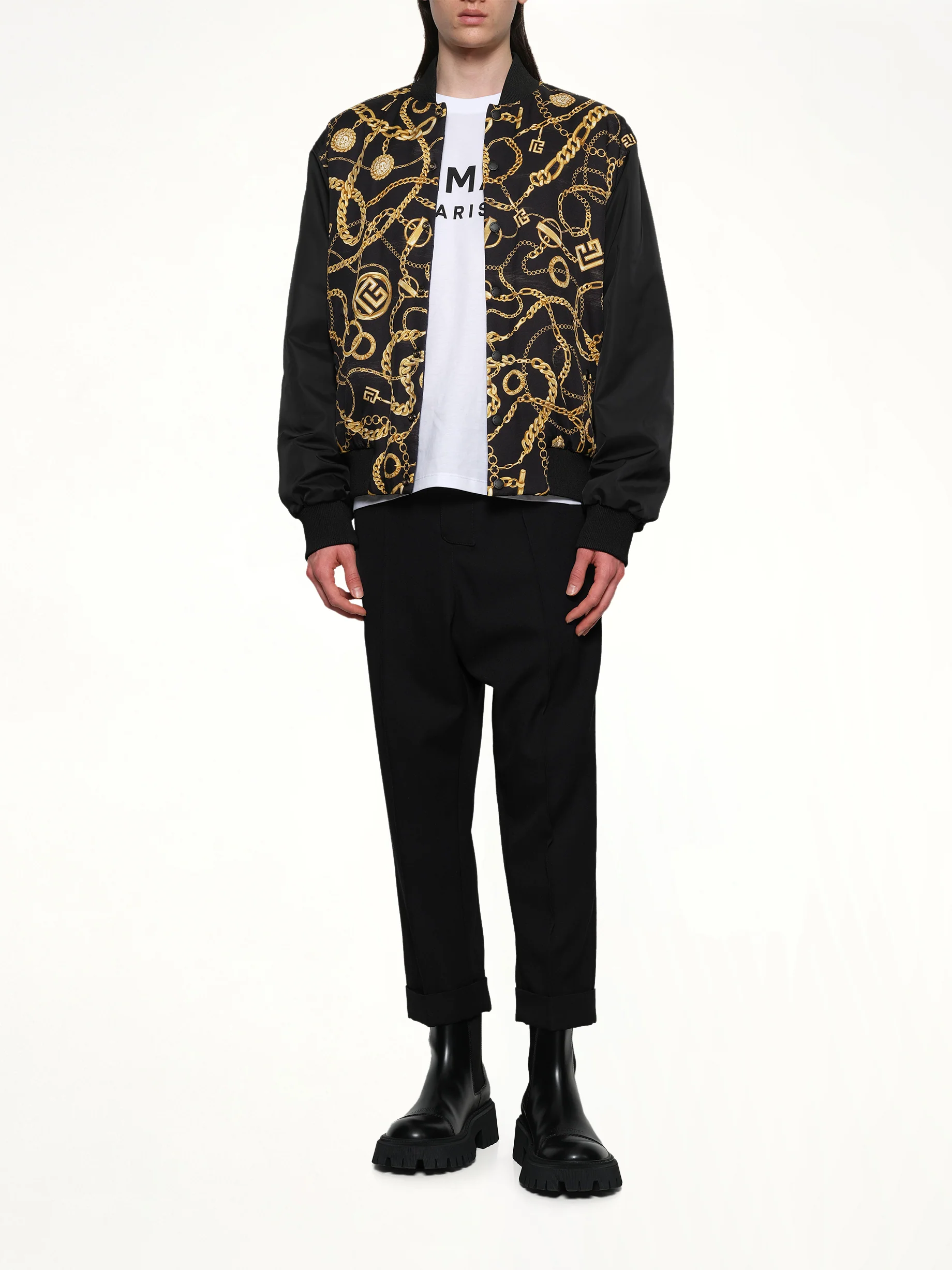 AO Chain and Monogram Reversible Jacket in Black/Gold - Image 4