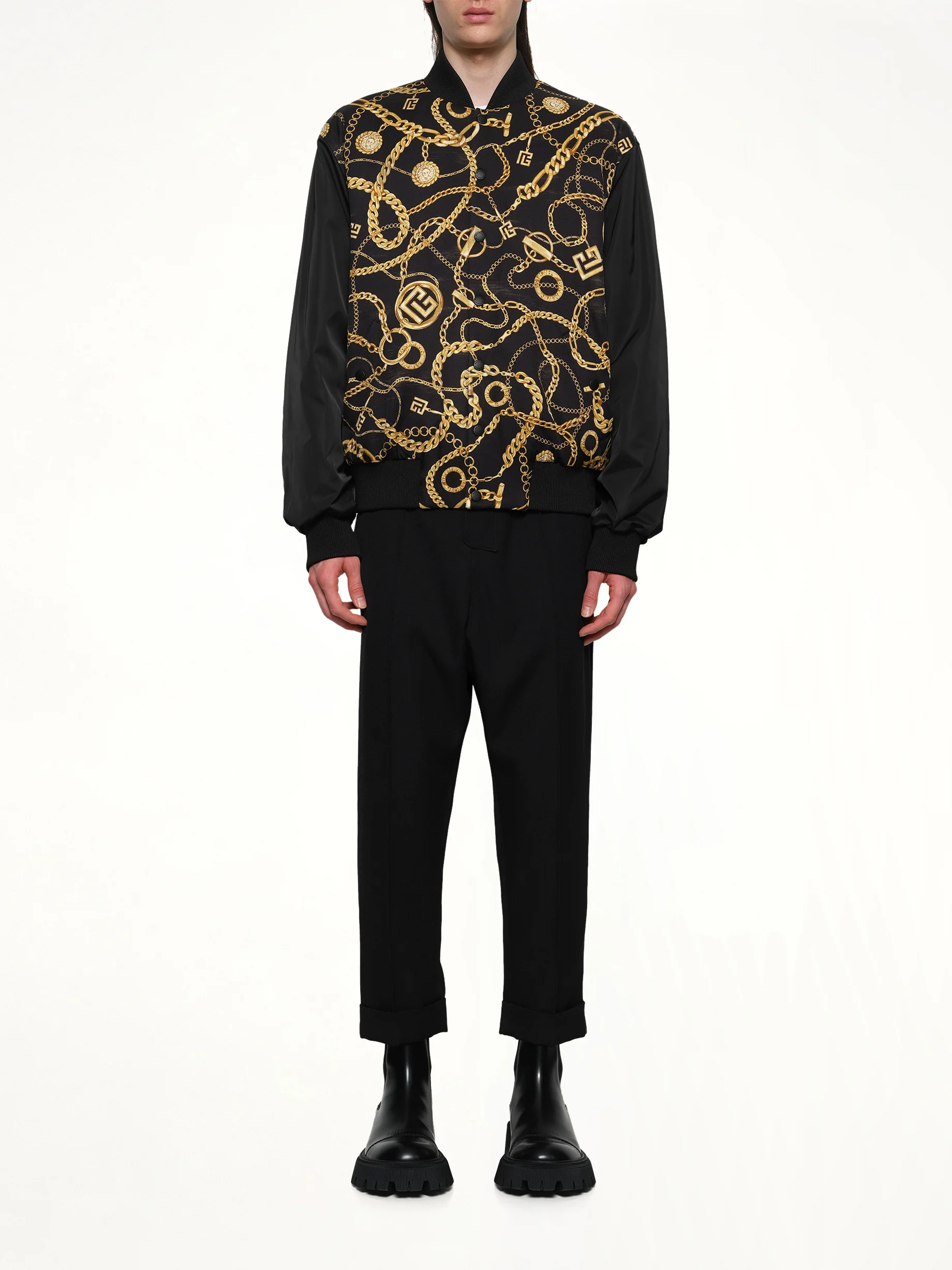 AO Chain and Monogram Reversible Jacket in Black/Gold - Image 7