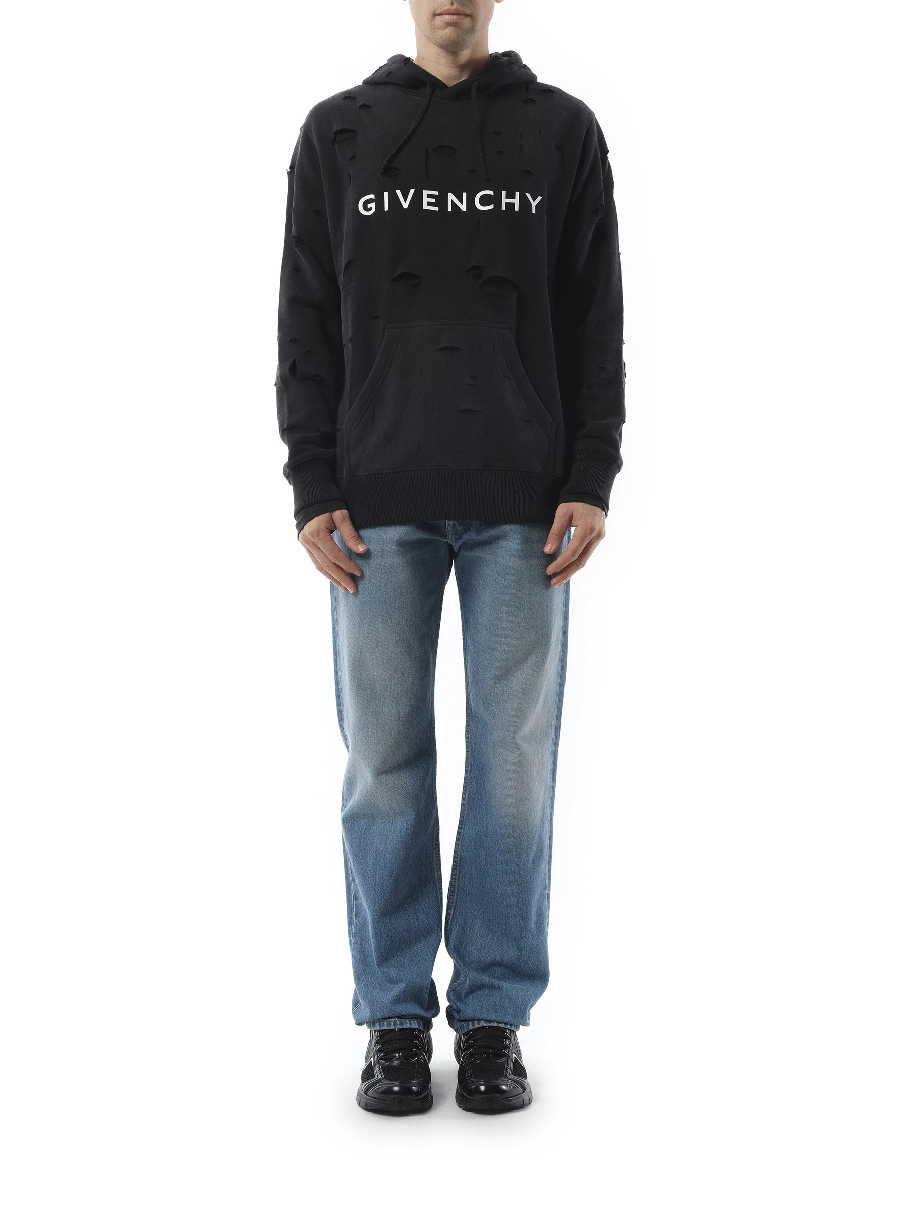Archetype Hoodie with Destroyed Effect in Faded Black - Image 4