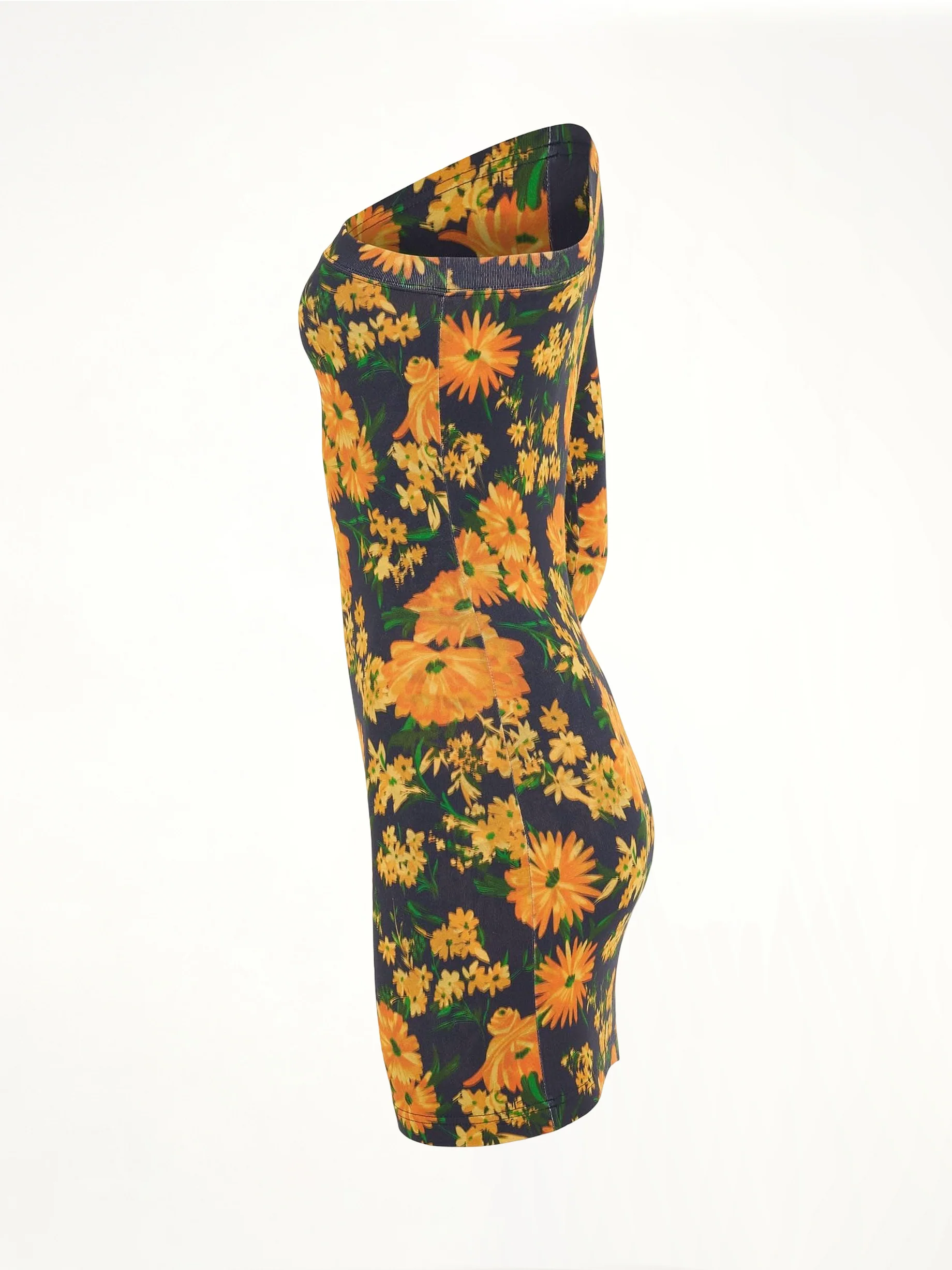 Asymmetric Mini Dress in Yellow/Navy - Image 3
