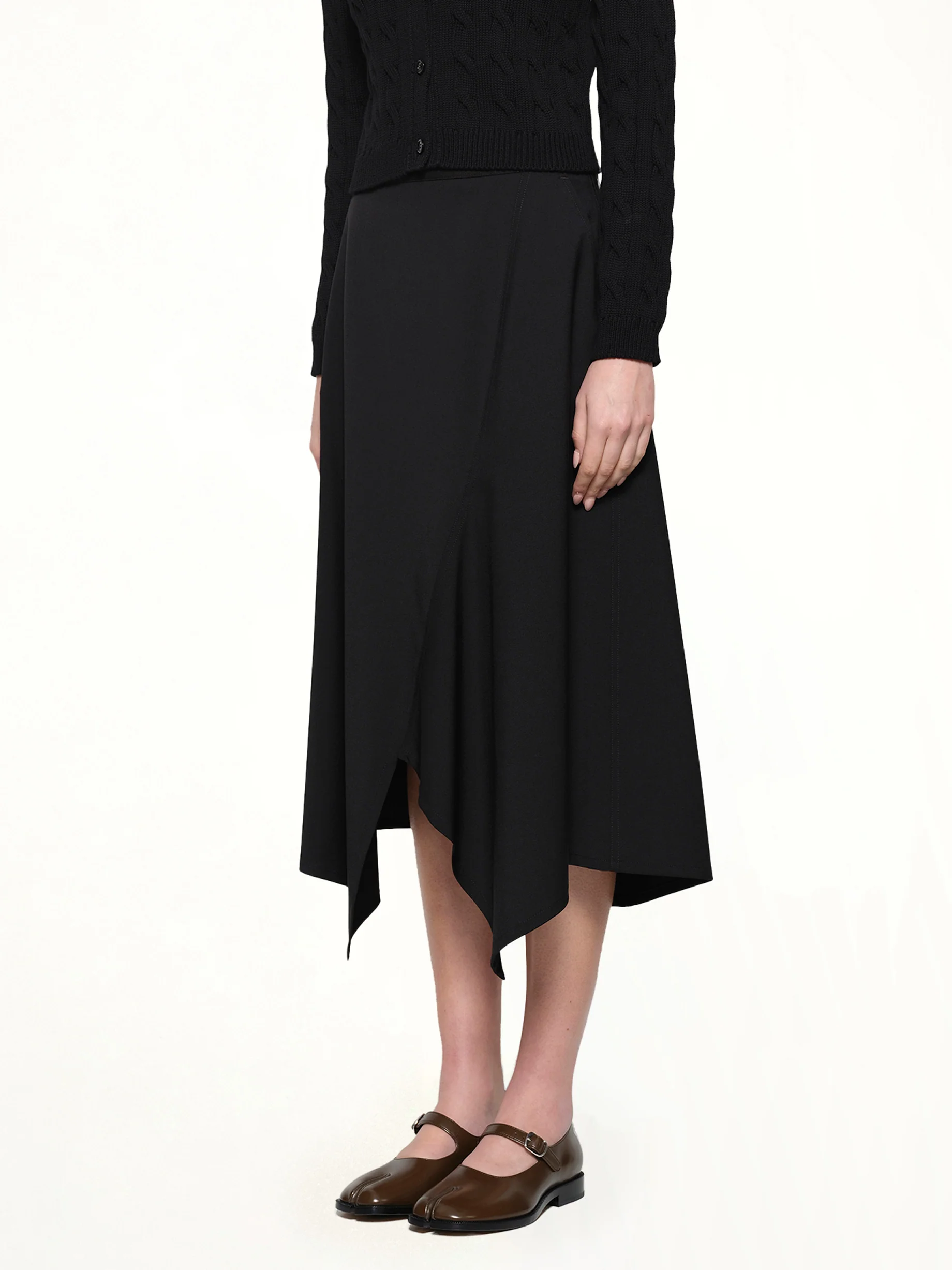 Asymmetric Skirt in Black - Image 3