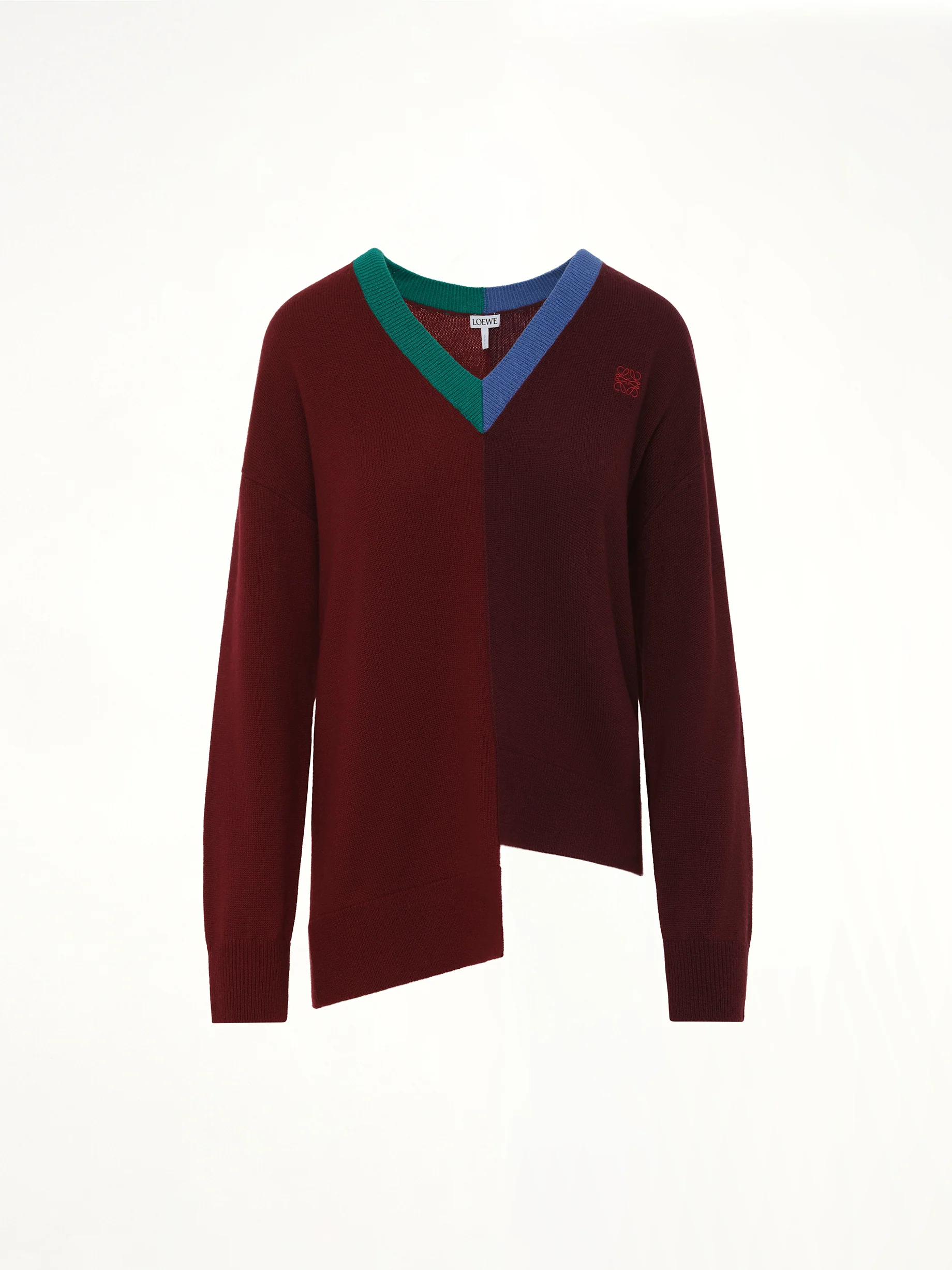 Asymmetric Sweater in Green/Red/Multicolour - Image 2