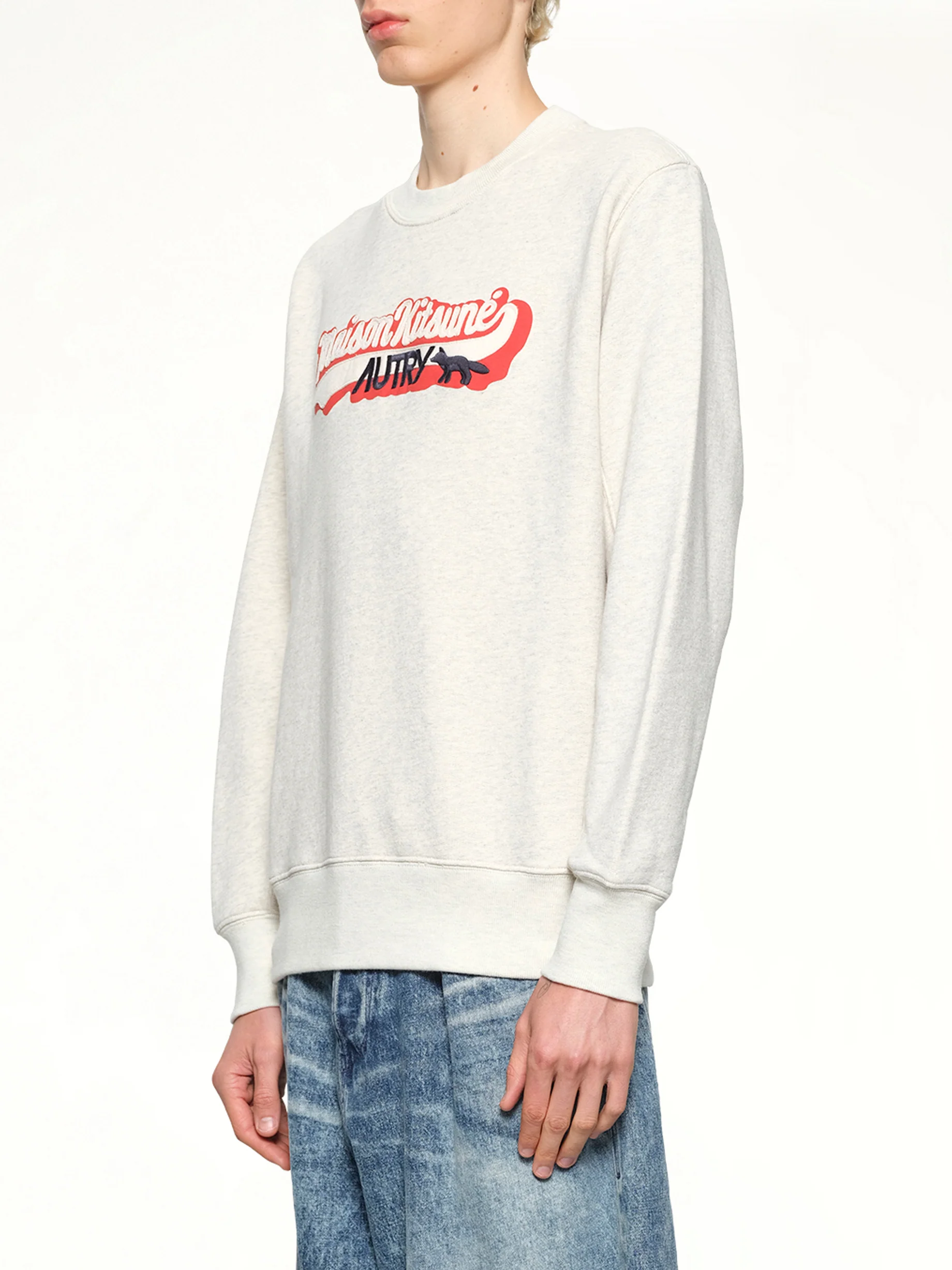 Autry x Maison Kitsune Sweatshirt in Grey Melange - Image 3