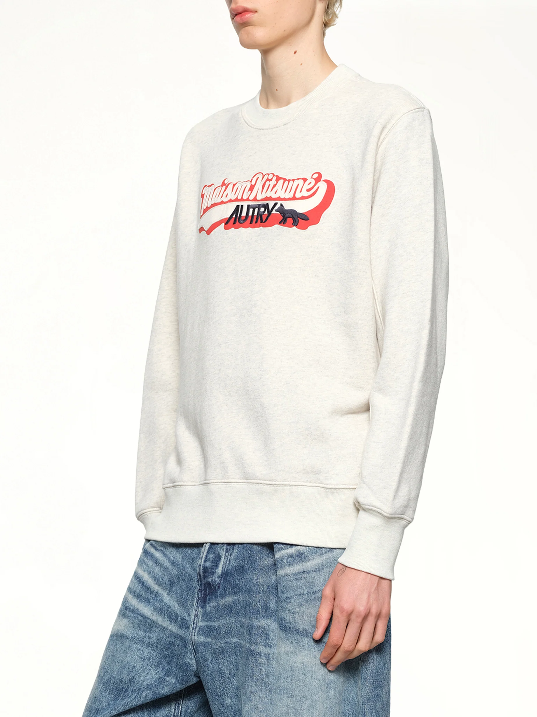 Autry x Maison Kitsune Sweatshirt in Grey Melange - Image 6