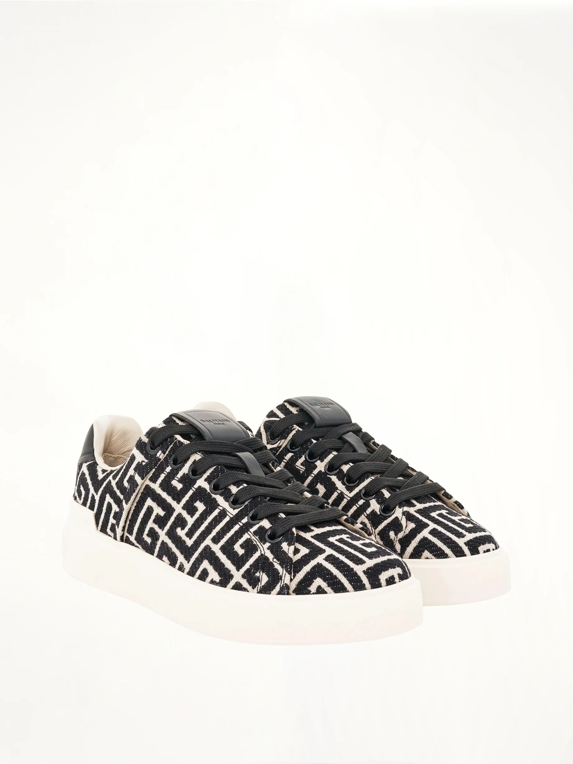 B-Court Monogram Jacquard Sneaker in Ivory/Black - Image 2