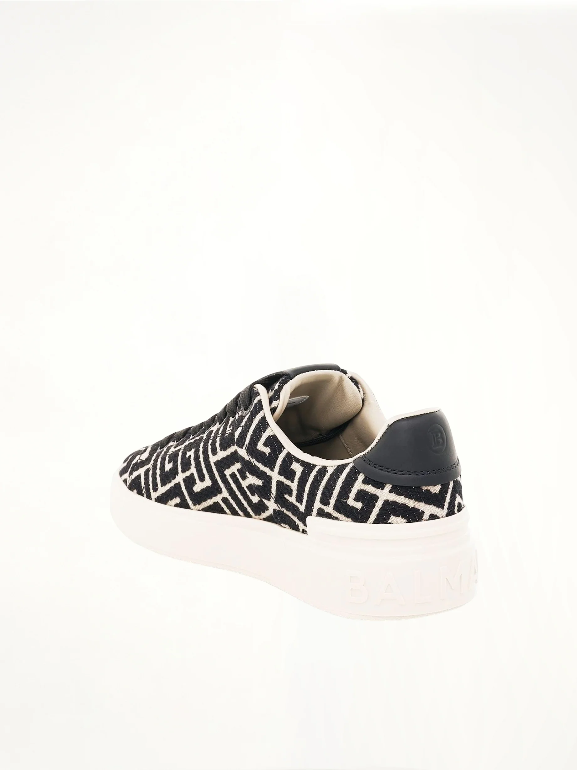 B-Court Monogram Jacquard Sneaker in Ivory/Black - Image 3