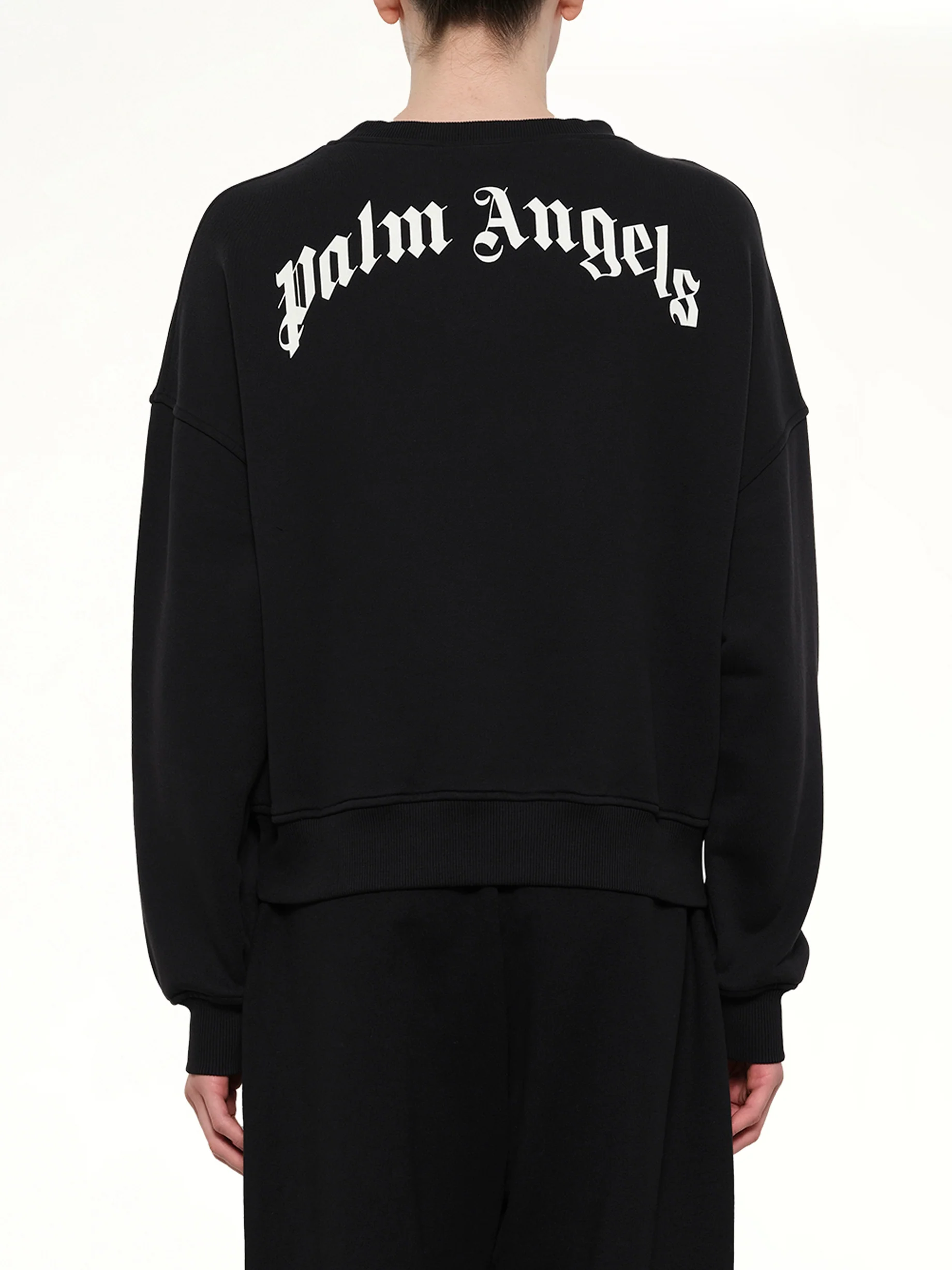 Back Curved Logo Loose Sweatshirt in Black/Off White - Image 5