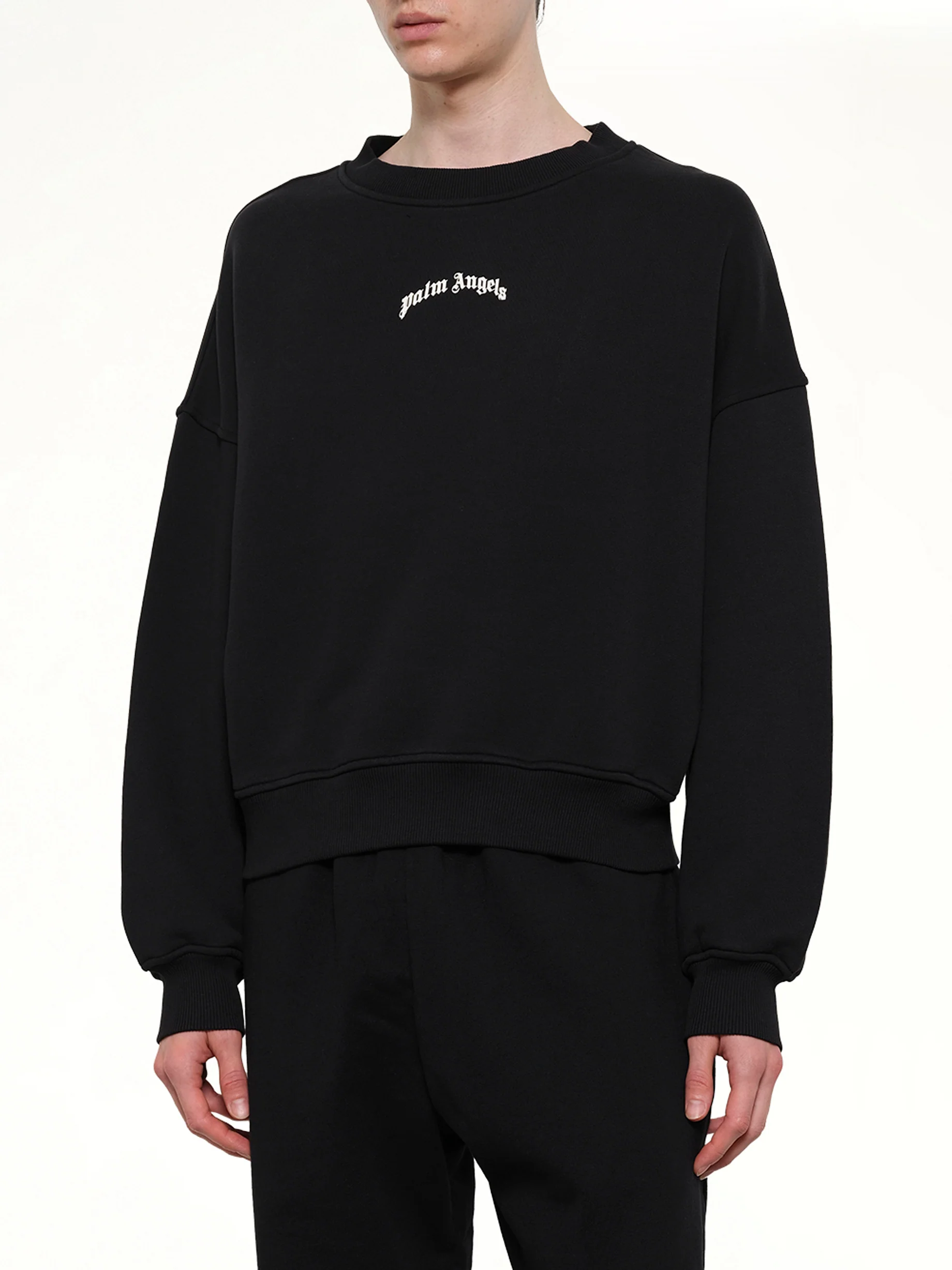 Back Curved Logo Loose Sweatshirt in Black/Off White - Image 6