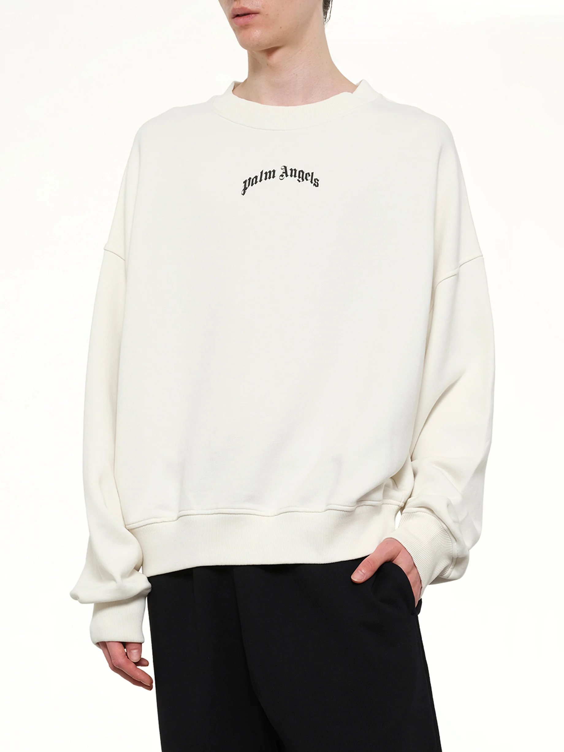 Back Curved Logo Loose Sweatshirt in Off White/Black - Image 6