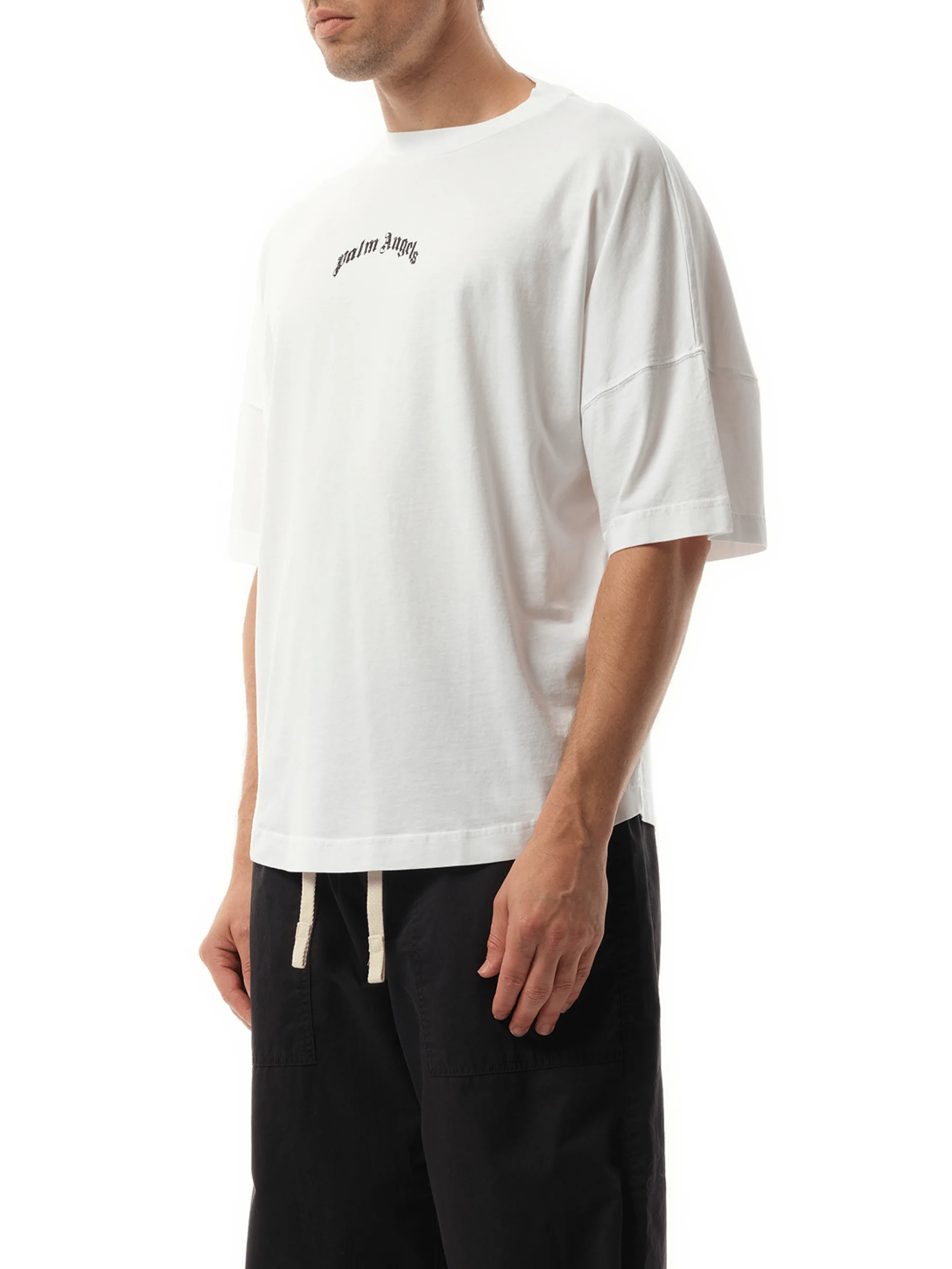 Back Curved Logo Over T-Shirt in Off White/Black - Image 5