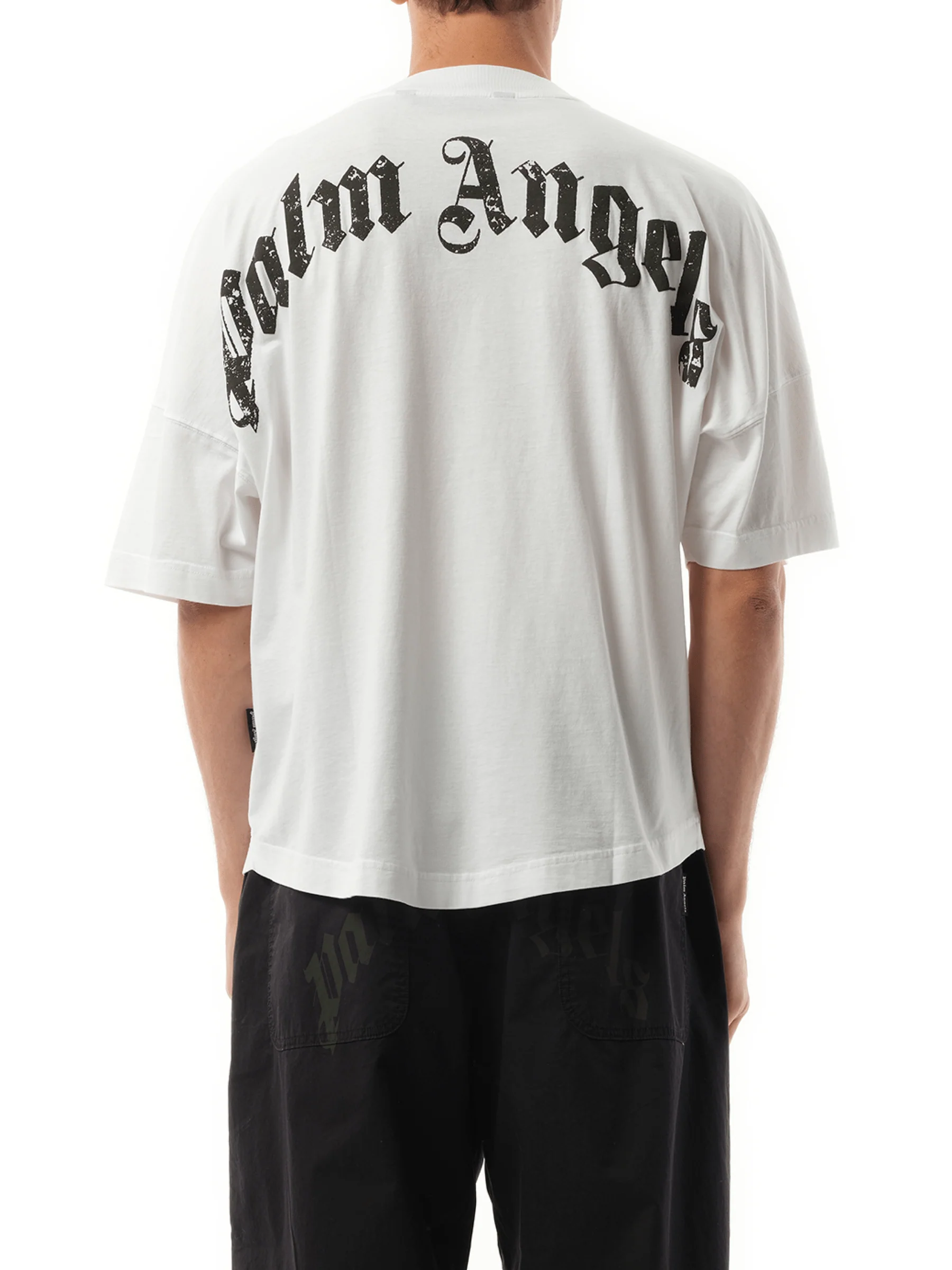 Back Curved Logo Over T-Shirt in Off White/Black - Image 6