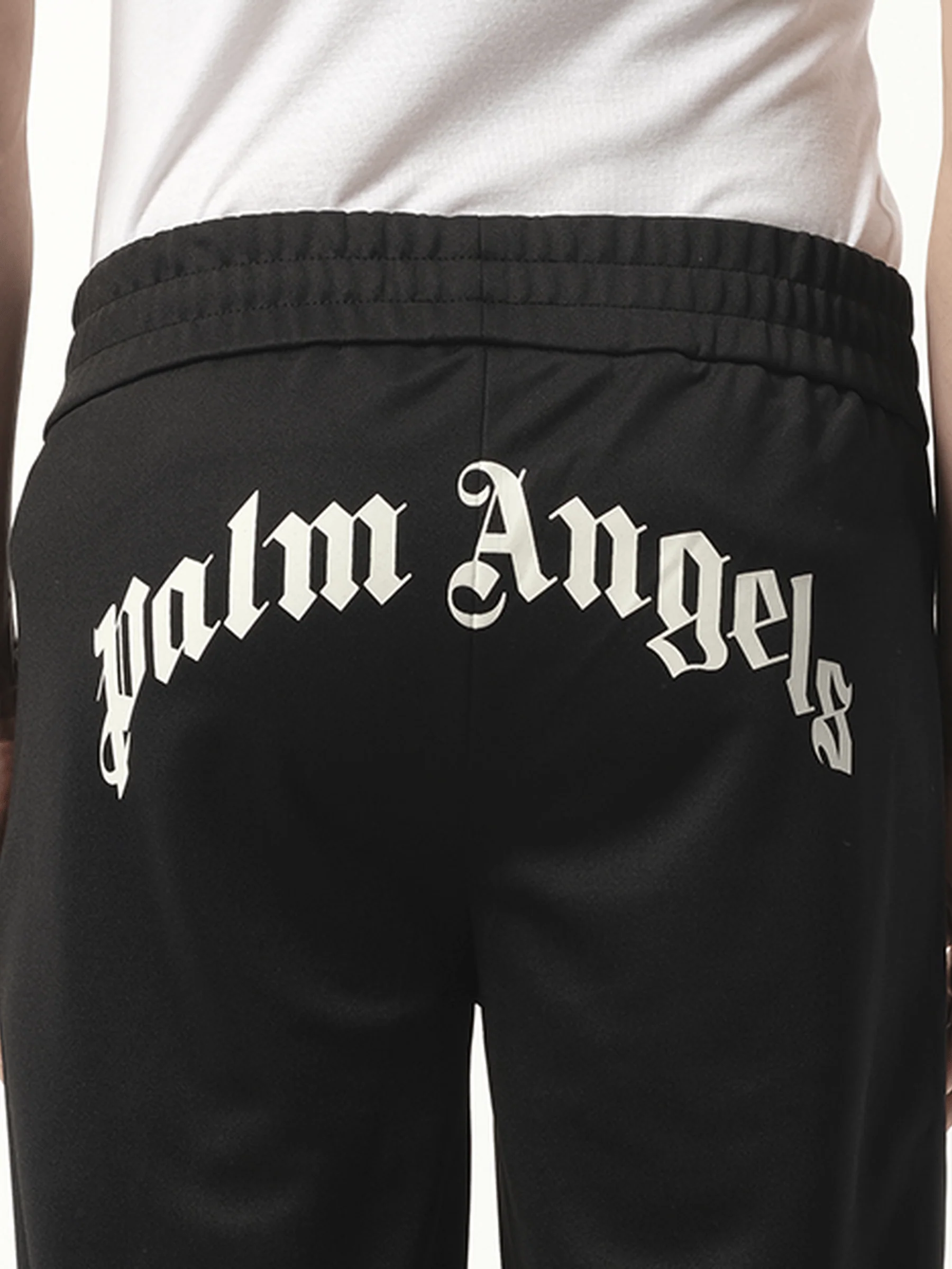 Back Curved Logo Track Pants in Black/Off White - Image 3