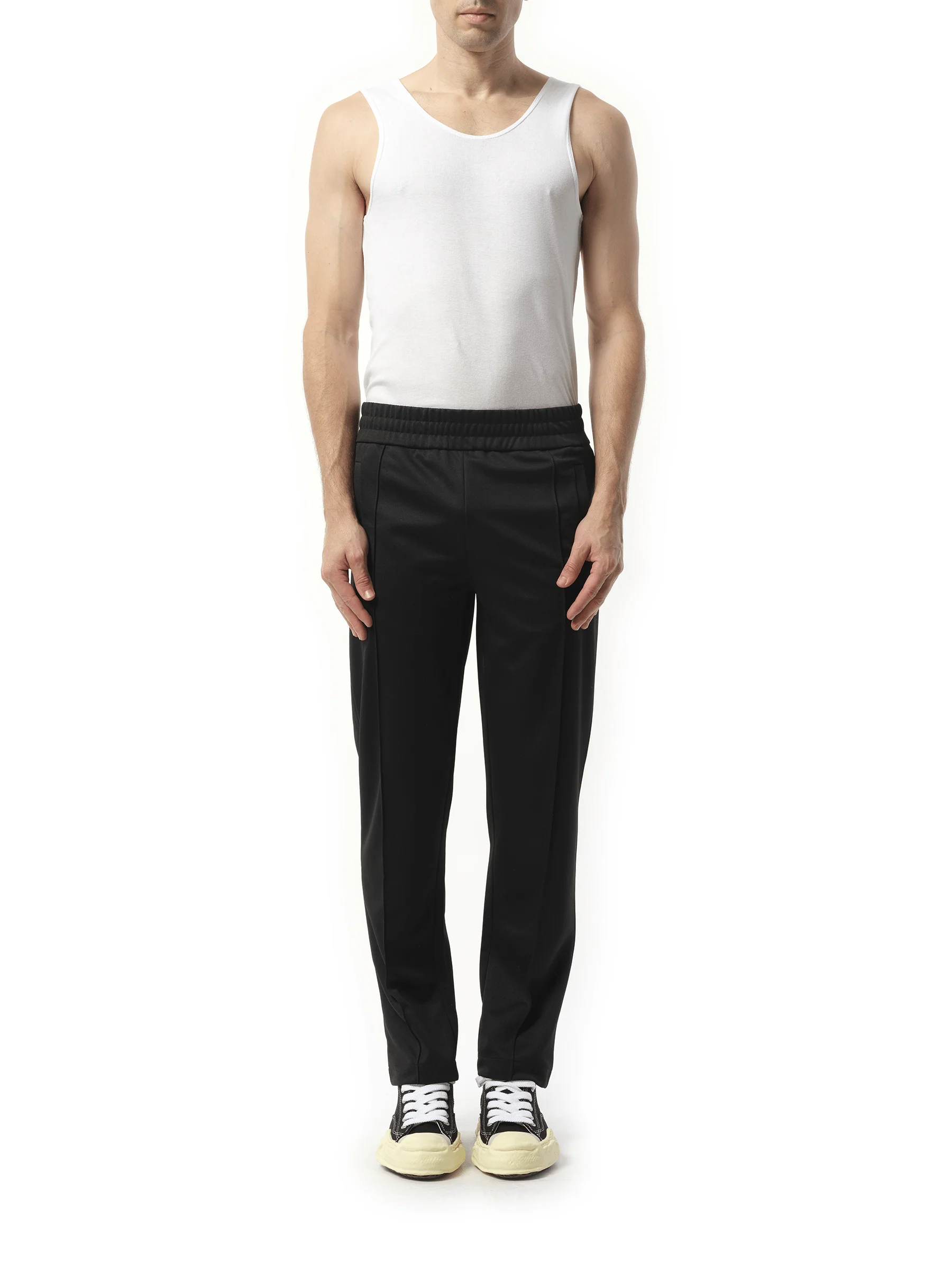 Back Curved Logo Track Pants in Black/Off White - Image 4
