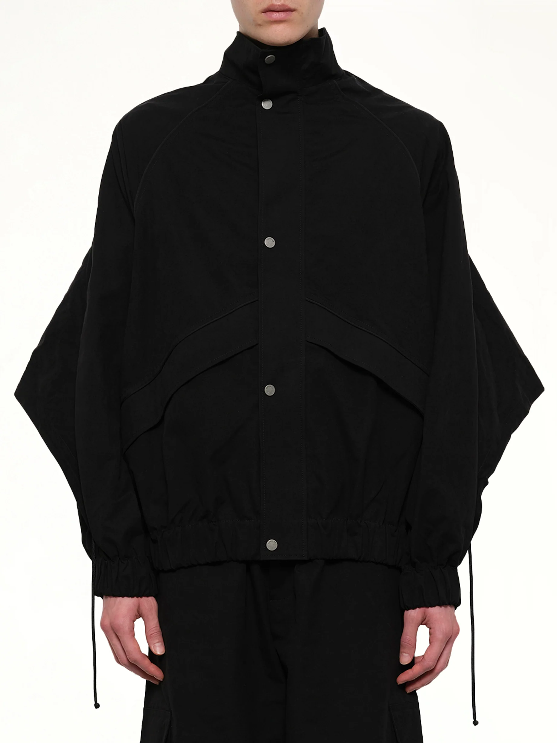 Back Fold Track Jacket in Black