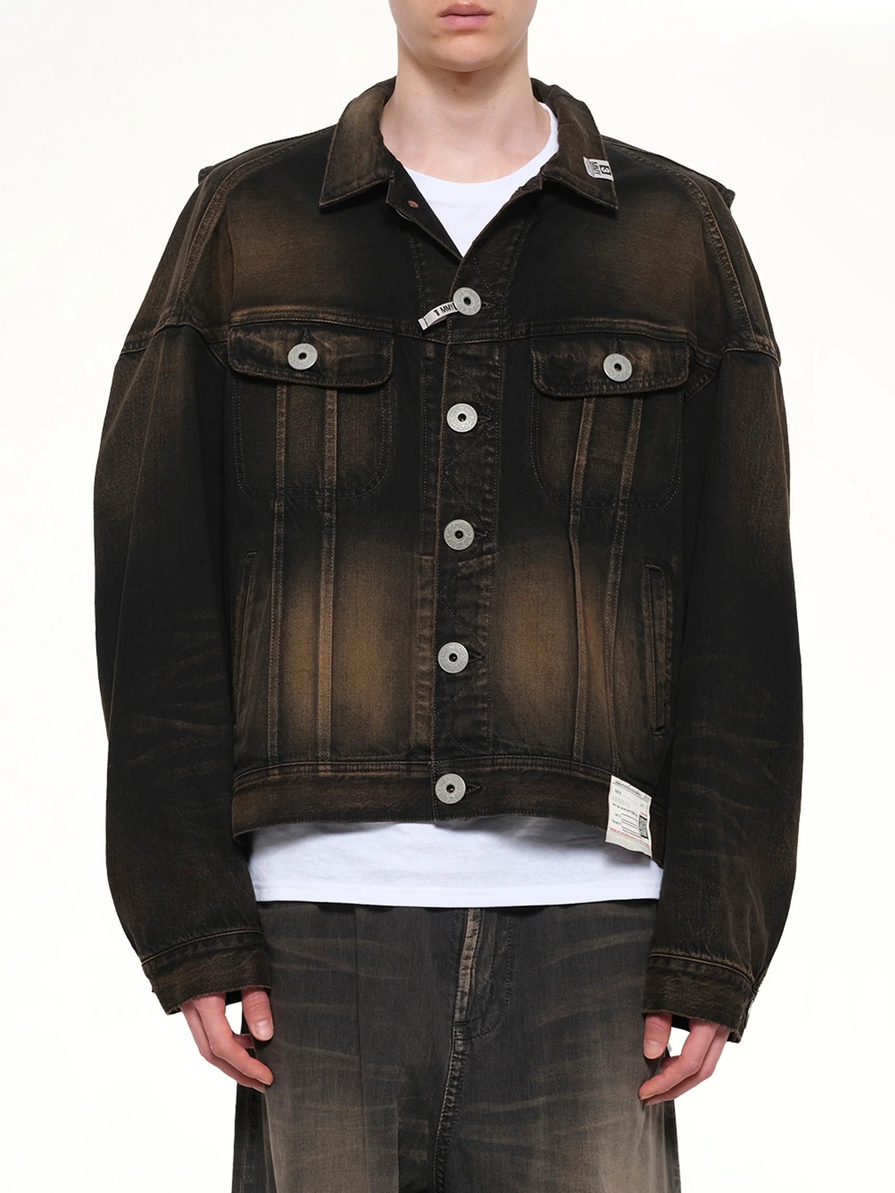 Back Vest Denim Blouson in Black
