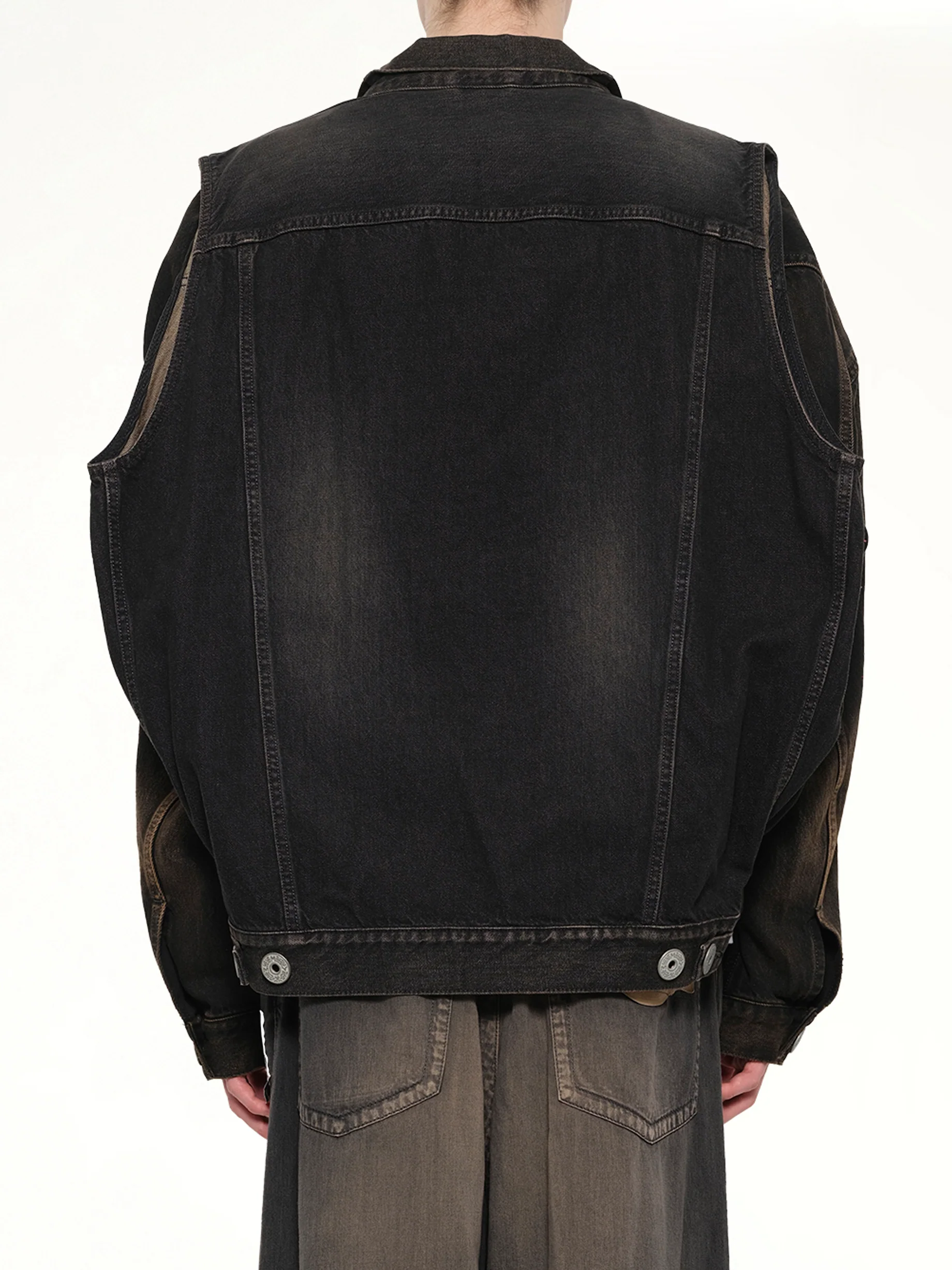 Back Vest Denim Blouson in Black - Image 5