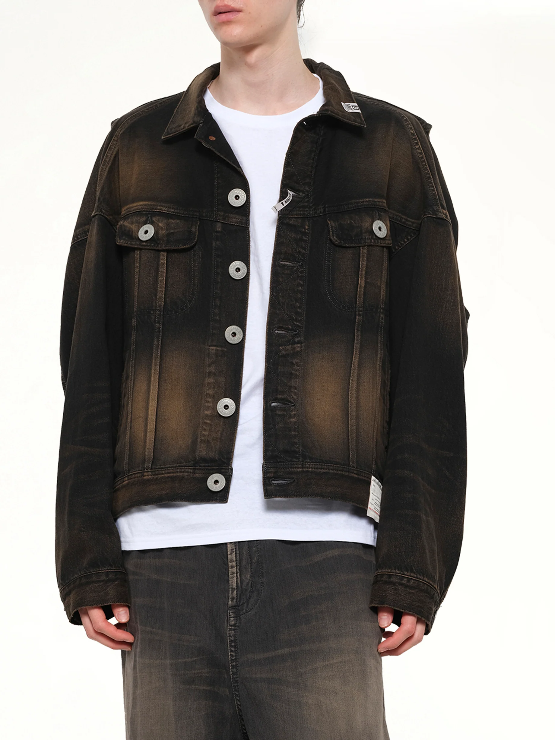 Back Vest Denim Blouson in Black - Image 6