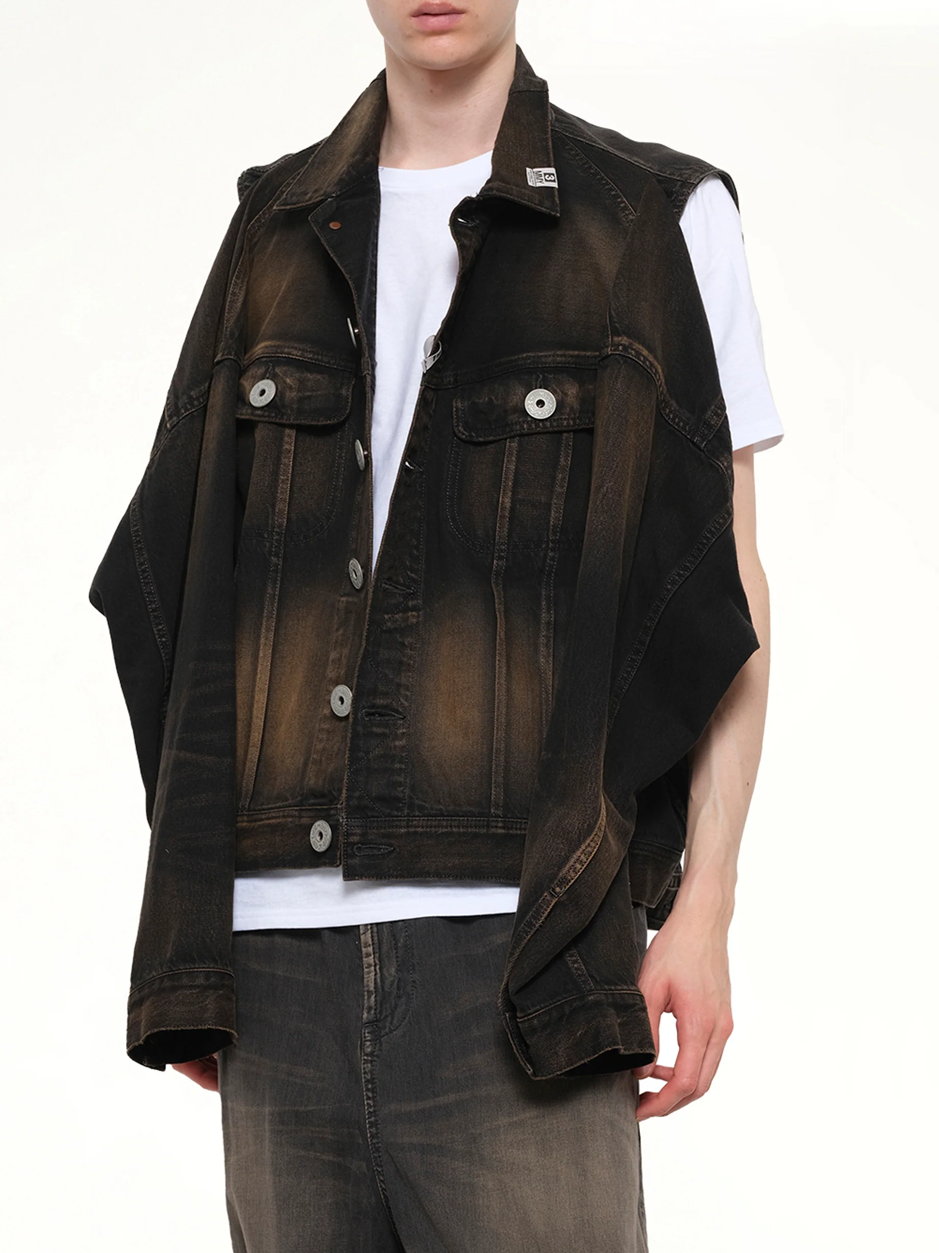 Back Vest Denim Blouson in Black - Image 8